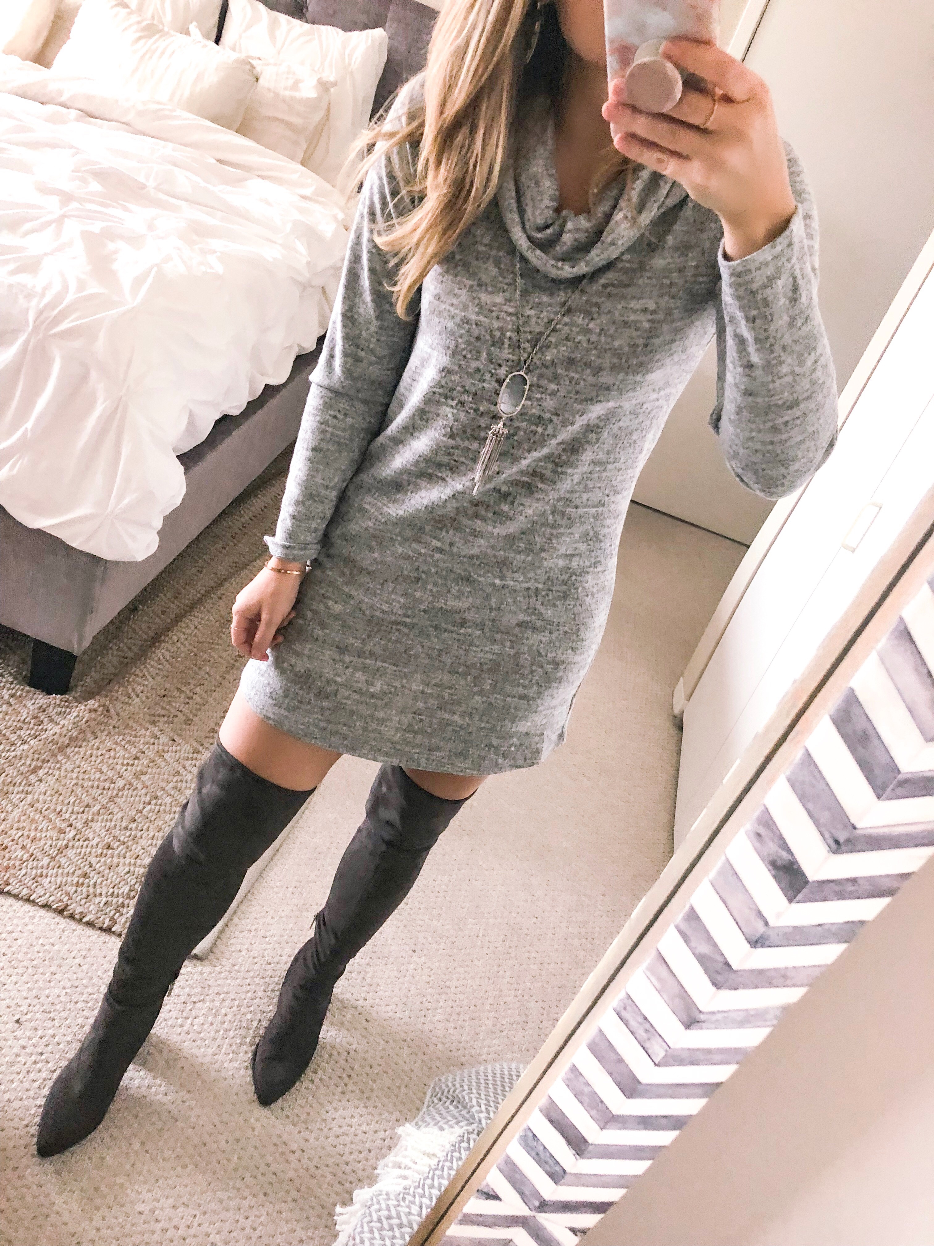 grey cowl neck dress from nordstrom
