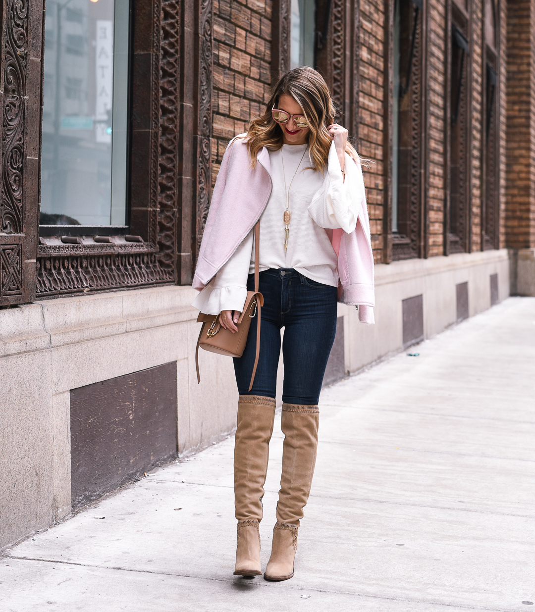 how to style a blush coat for spring