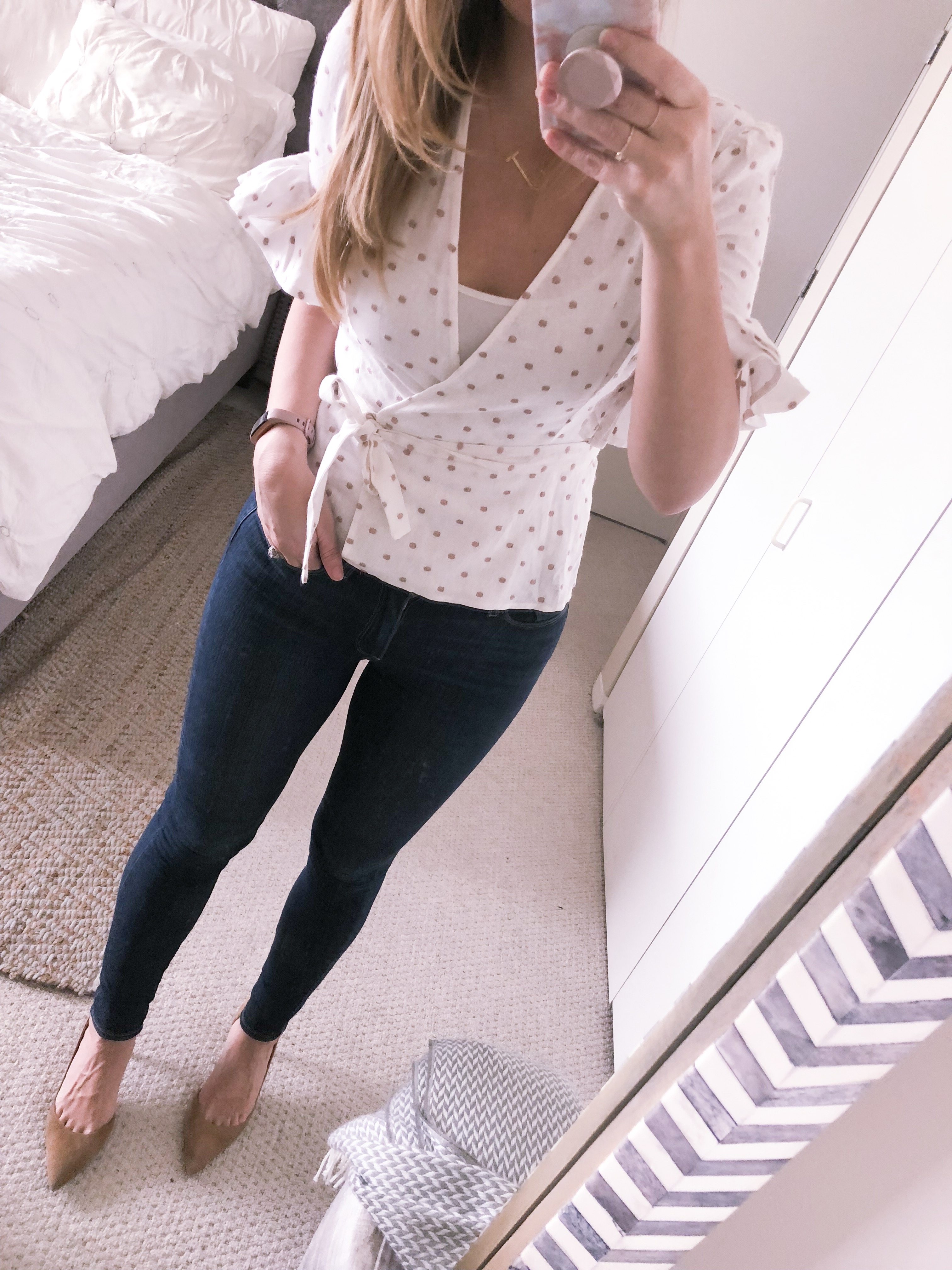 wayf kaitlyn polka dot wrap top from nordstrom