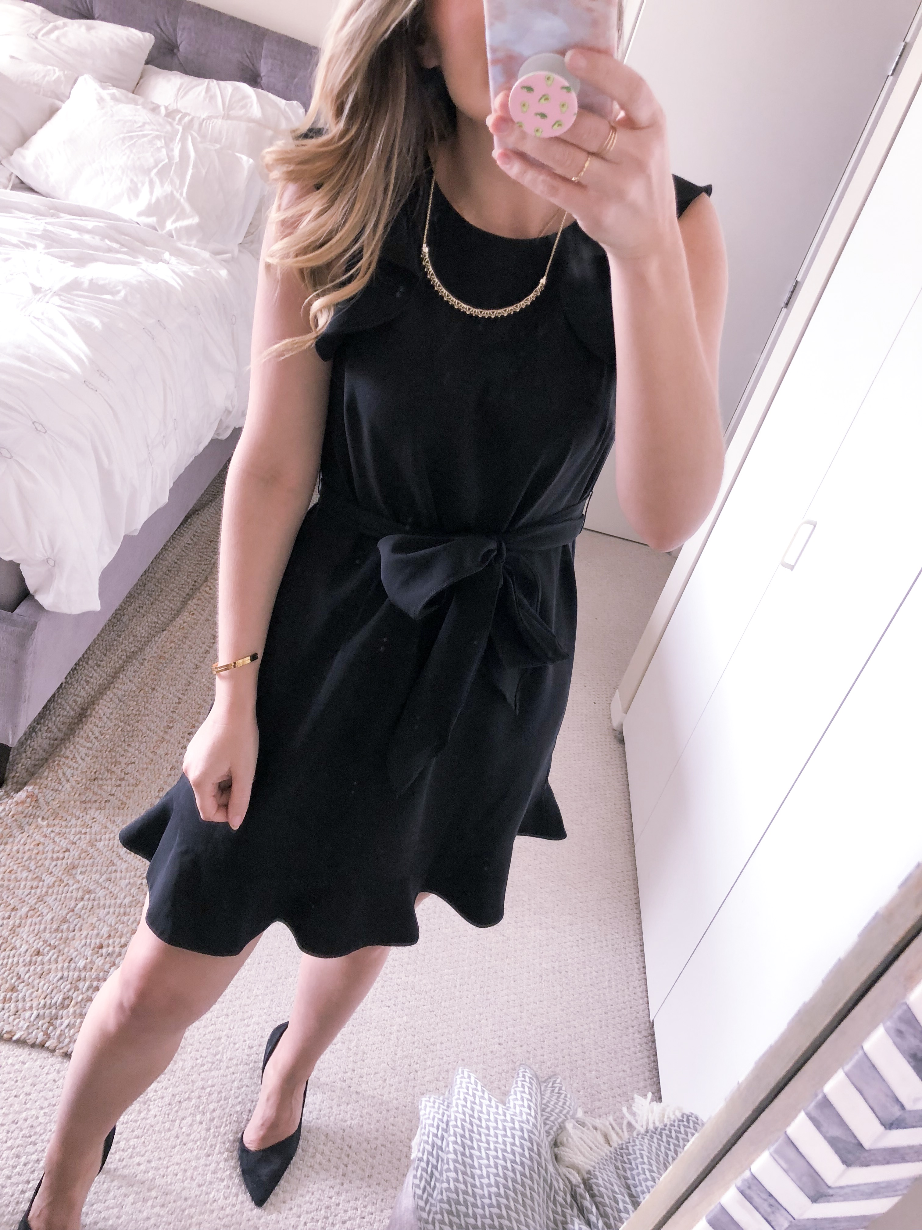 flutter belted flare dress