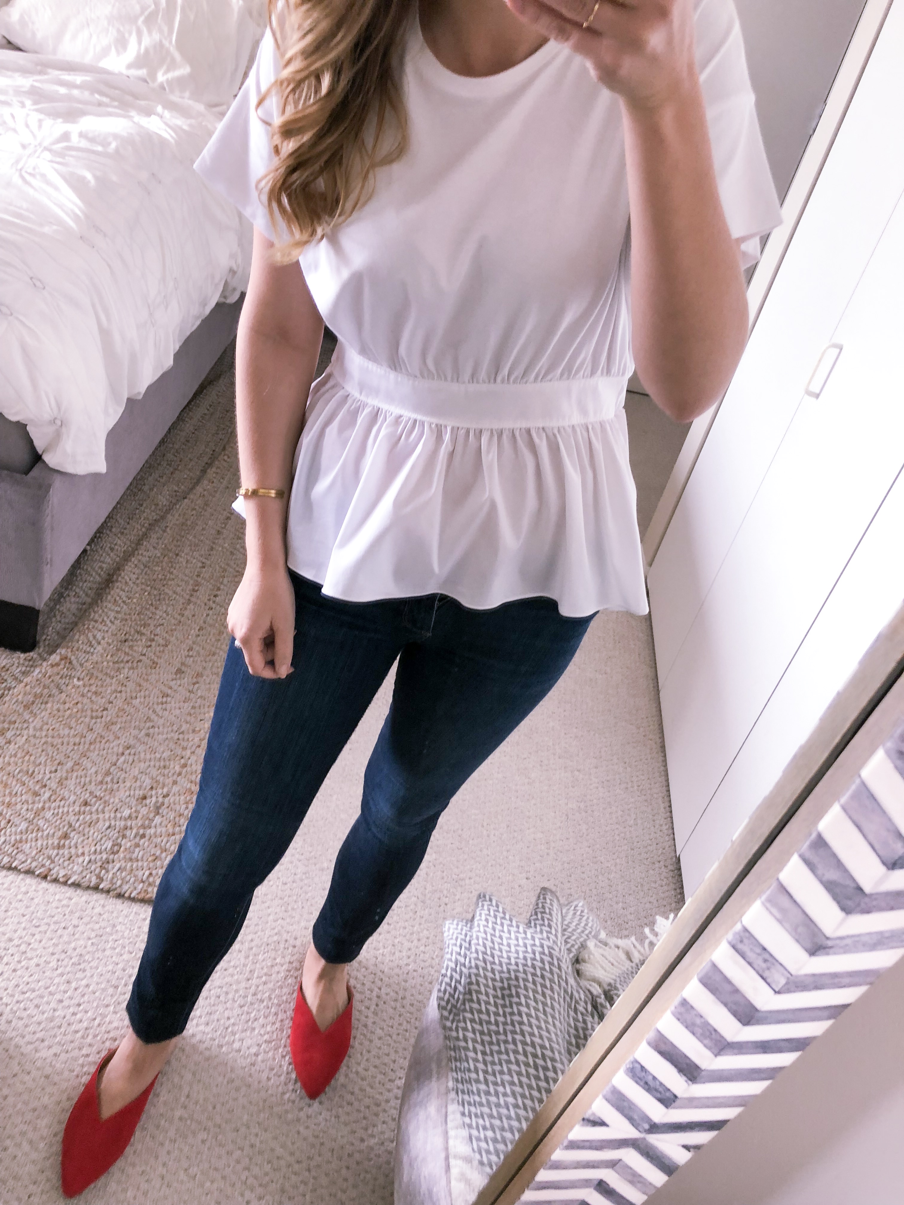 white peplum top