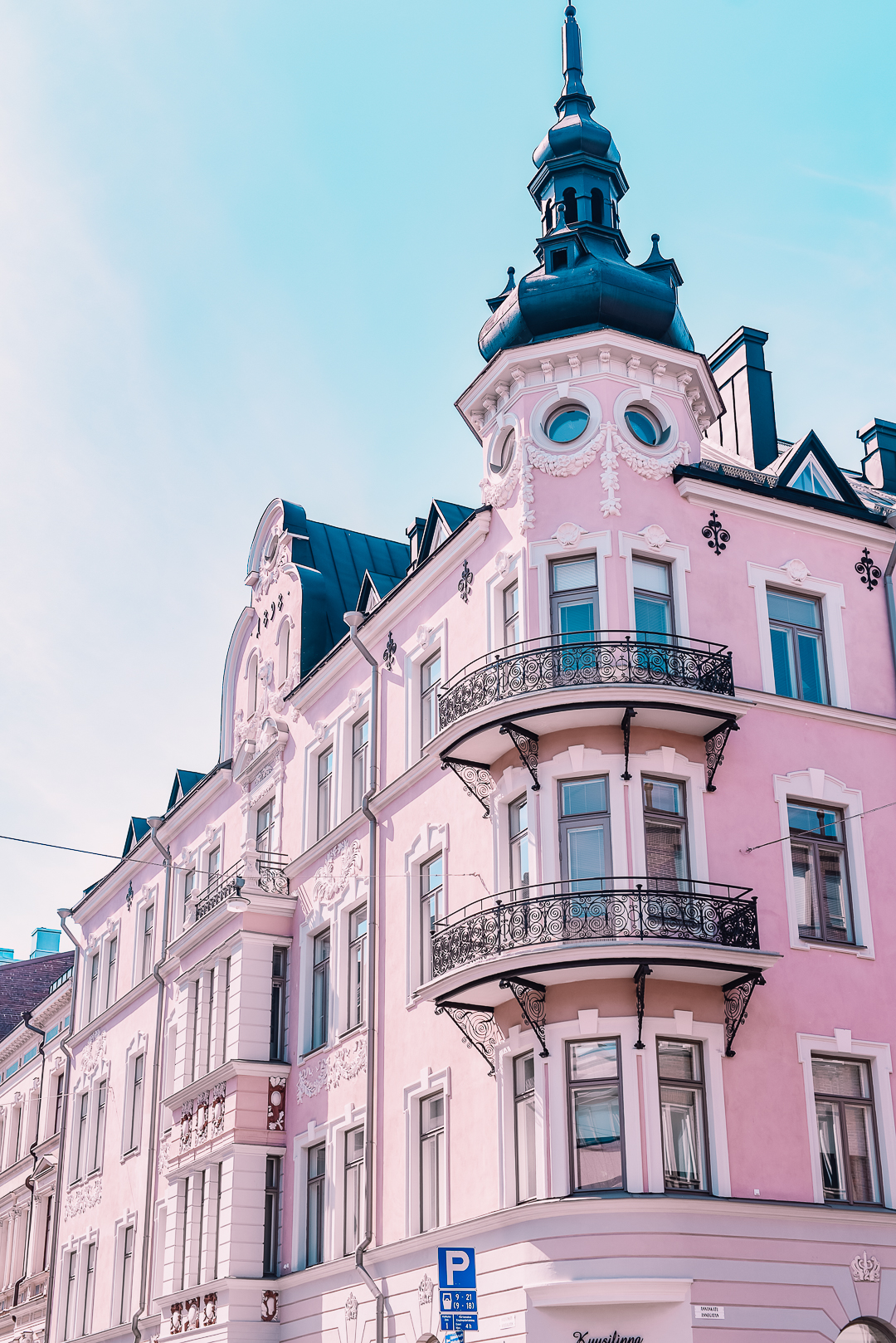 pink building in helsinki finland