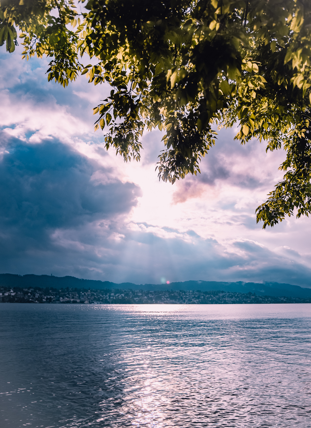 sunset over lake zurich