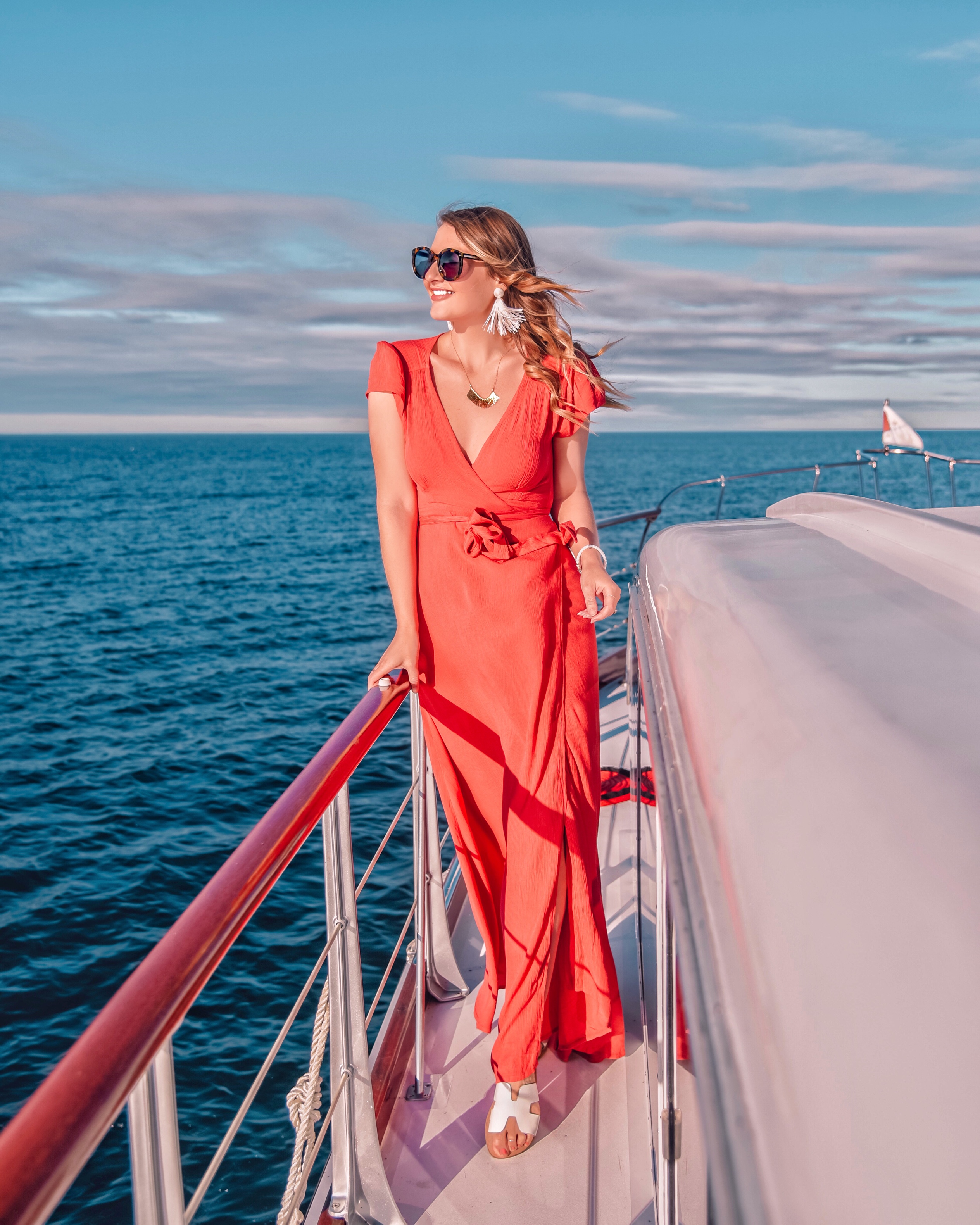 orange wrap dress