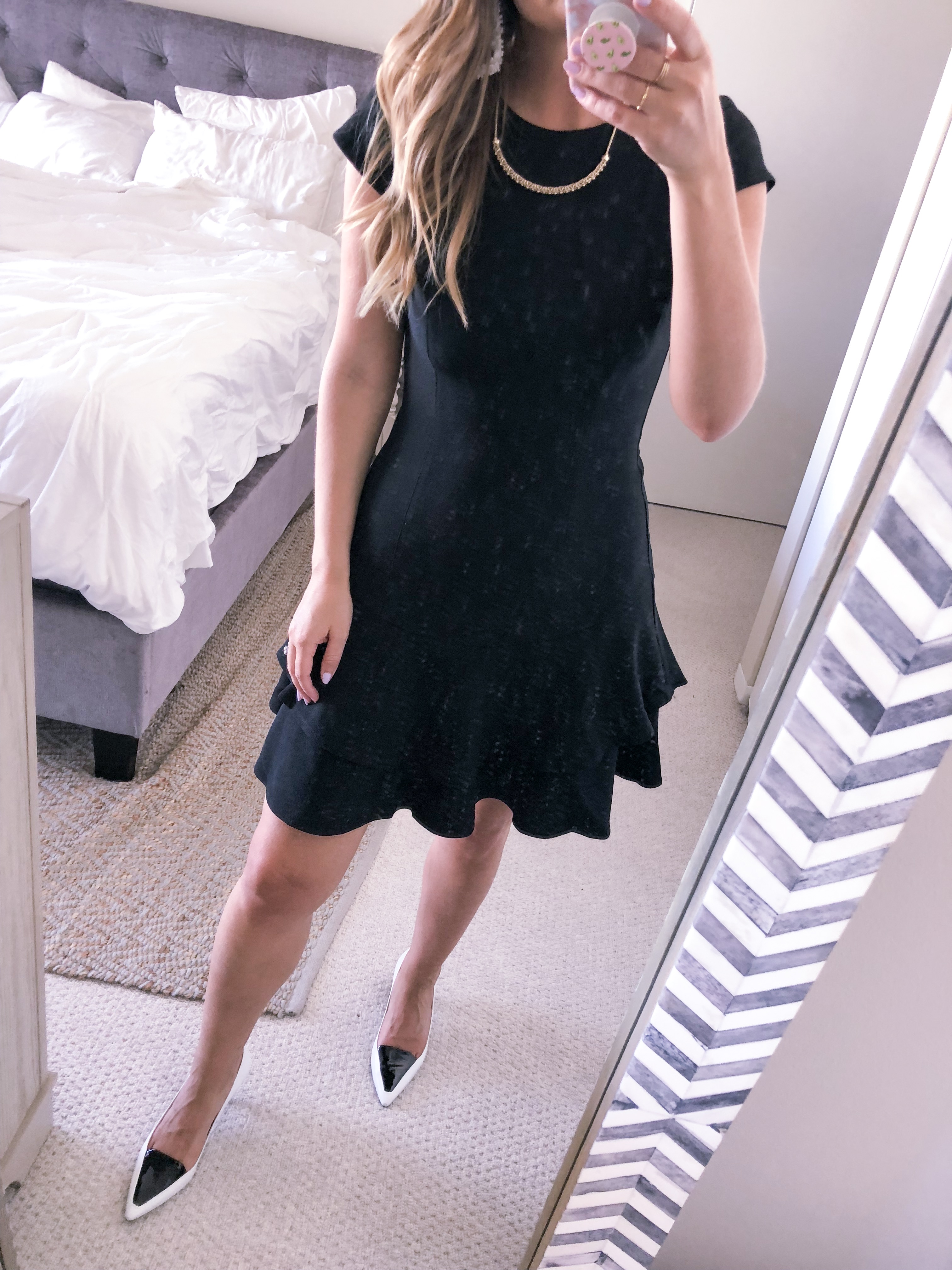 eliza j black ruffle dress from nordstrom