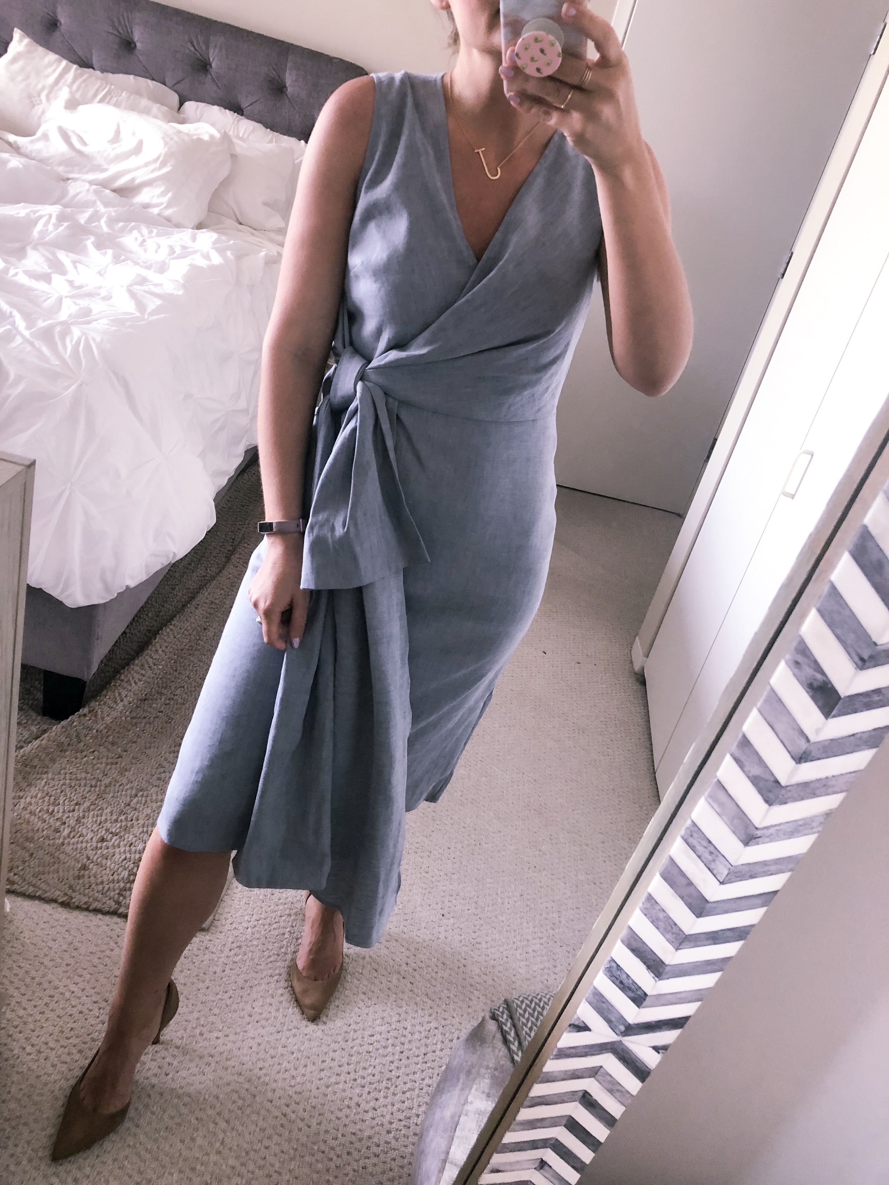 chambray pencil dress