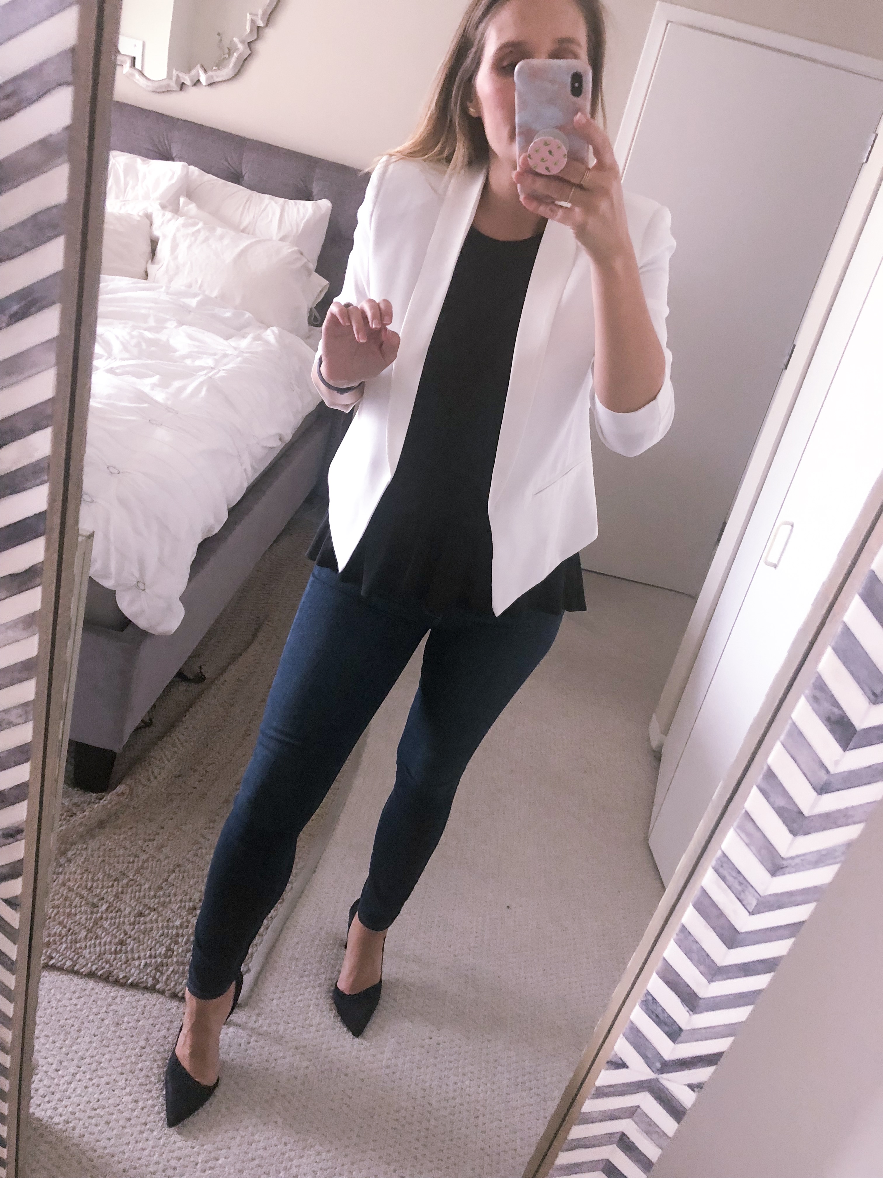 white cropped blazer