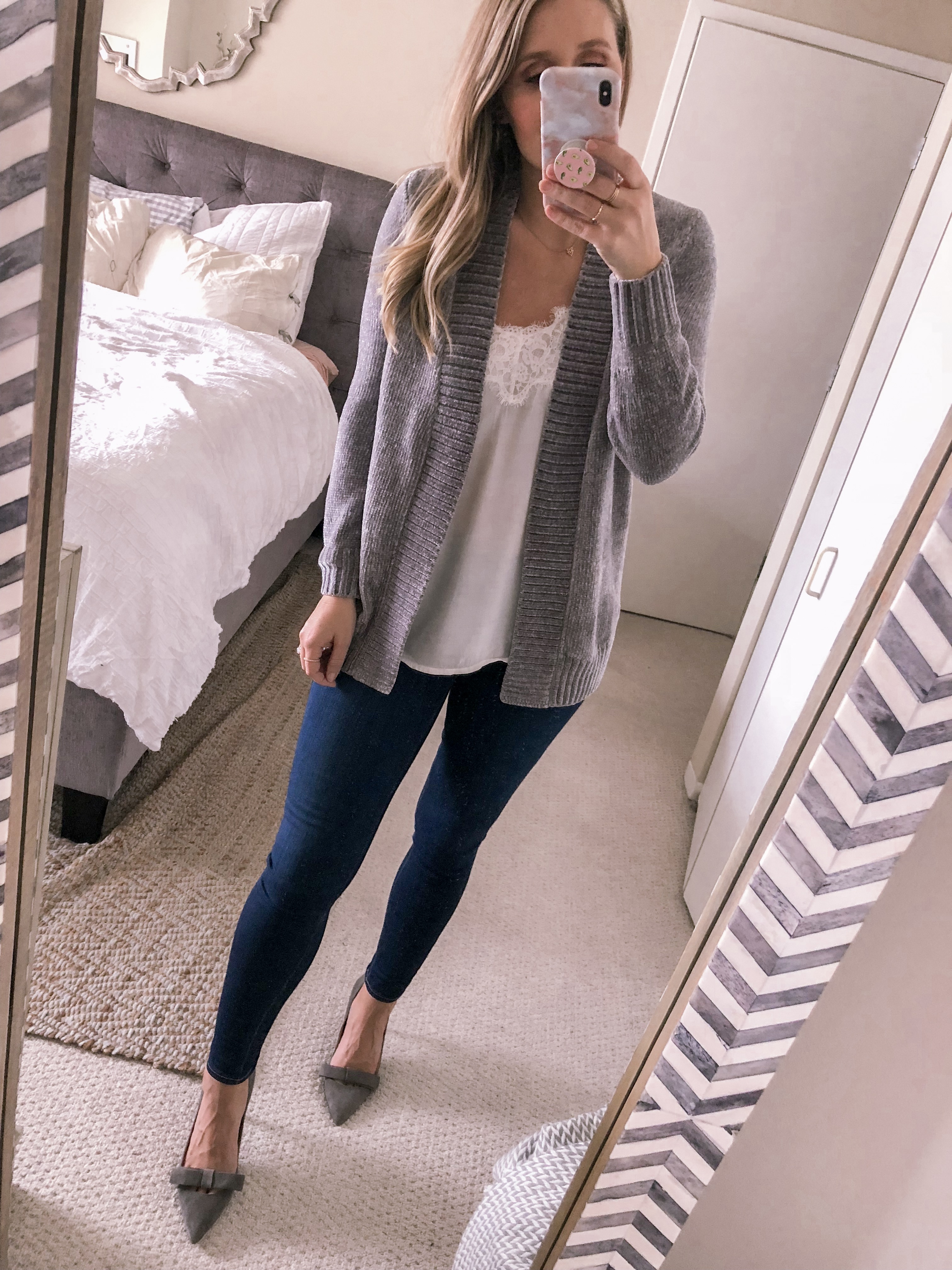 Grey chenille cardigan