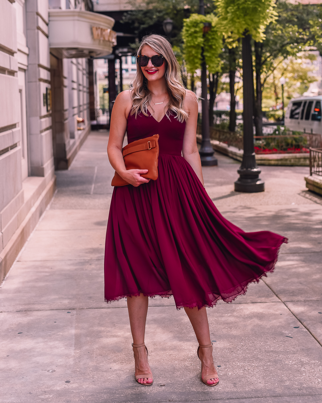 burgundy dress the population dress 