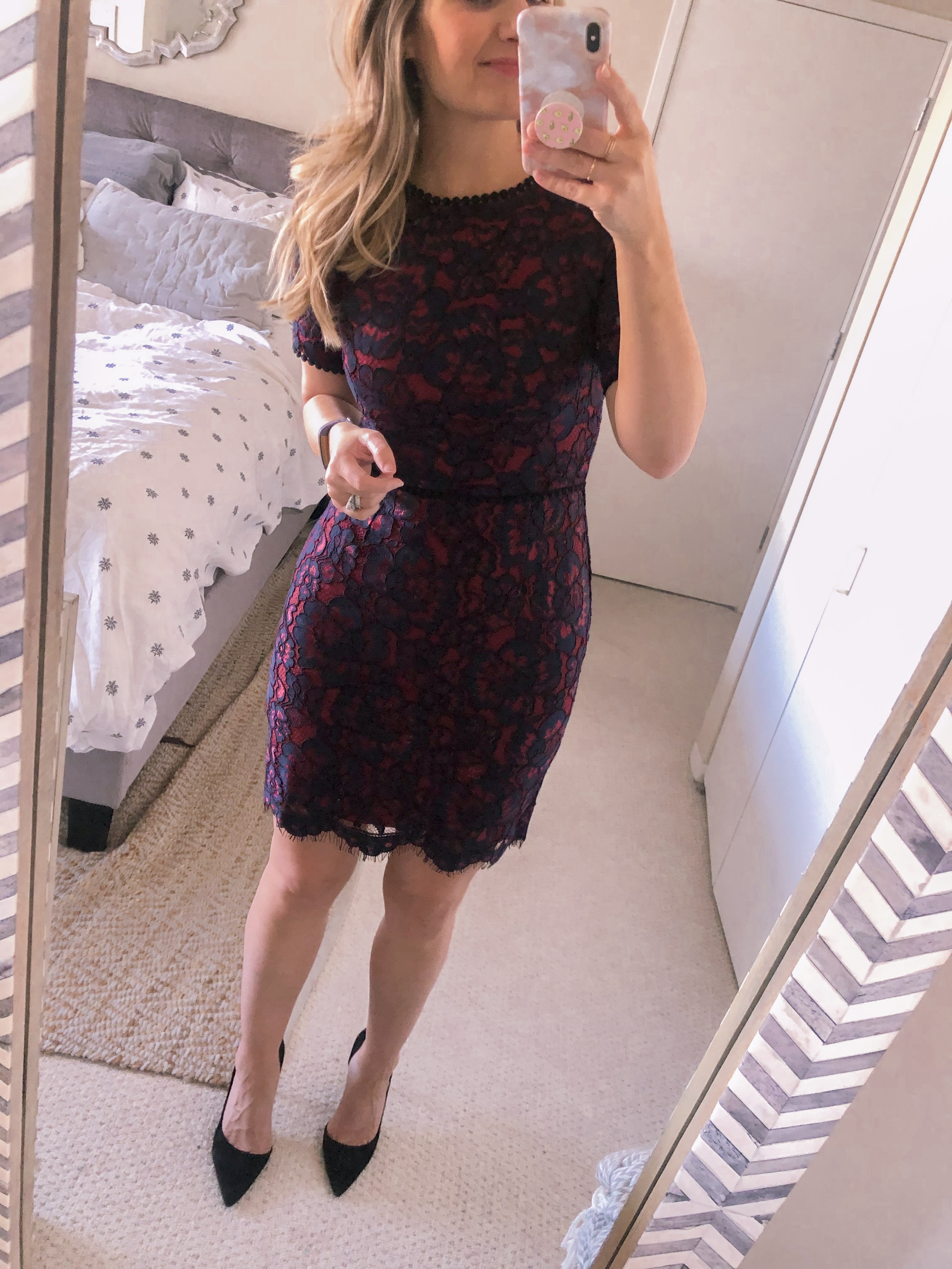 navy burgundy dress