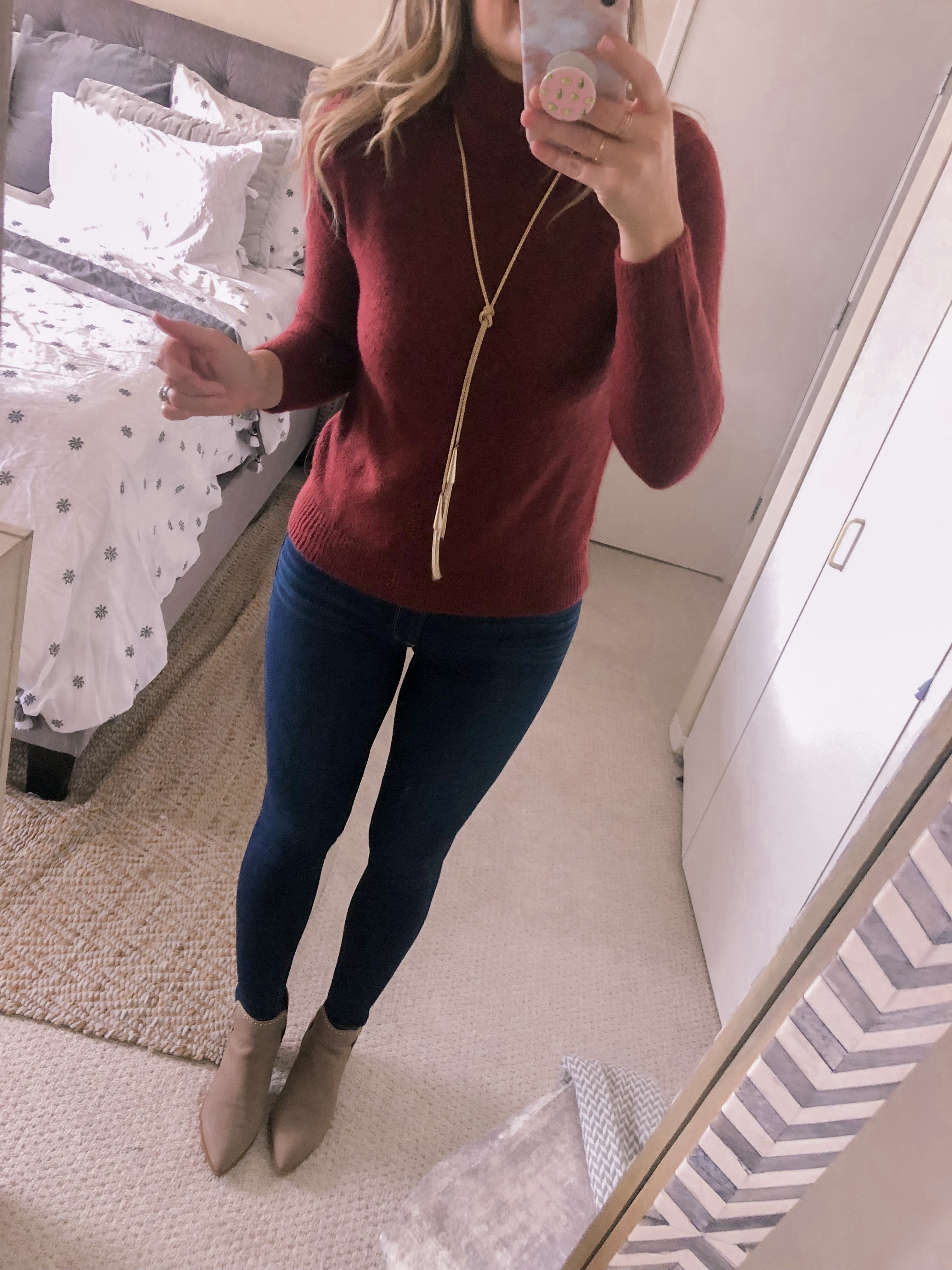 burgundy mockneck sweater