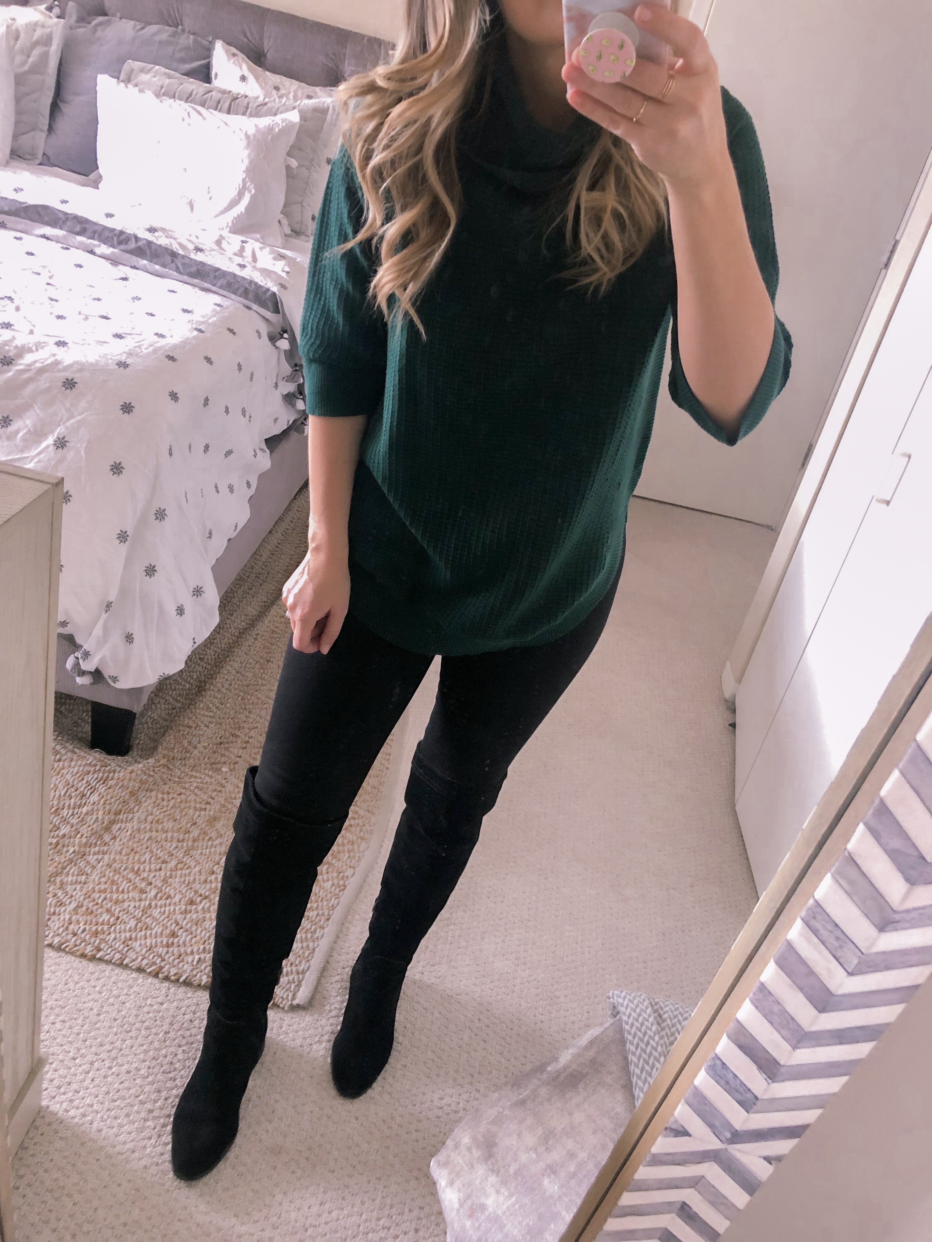 hunter green tunic for a holiday party