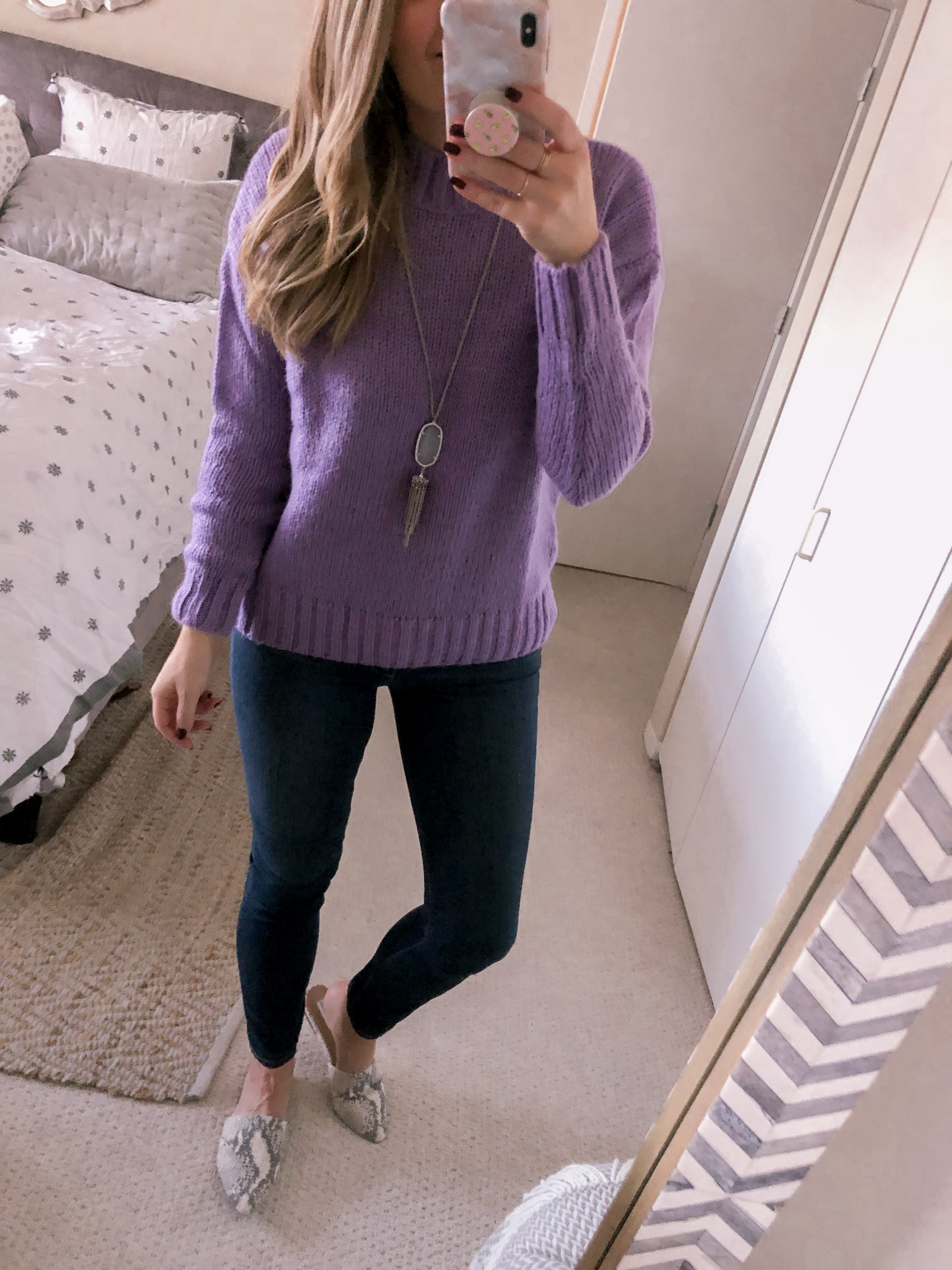 Purple lavender french connection sweater for spring style