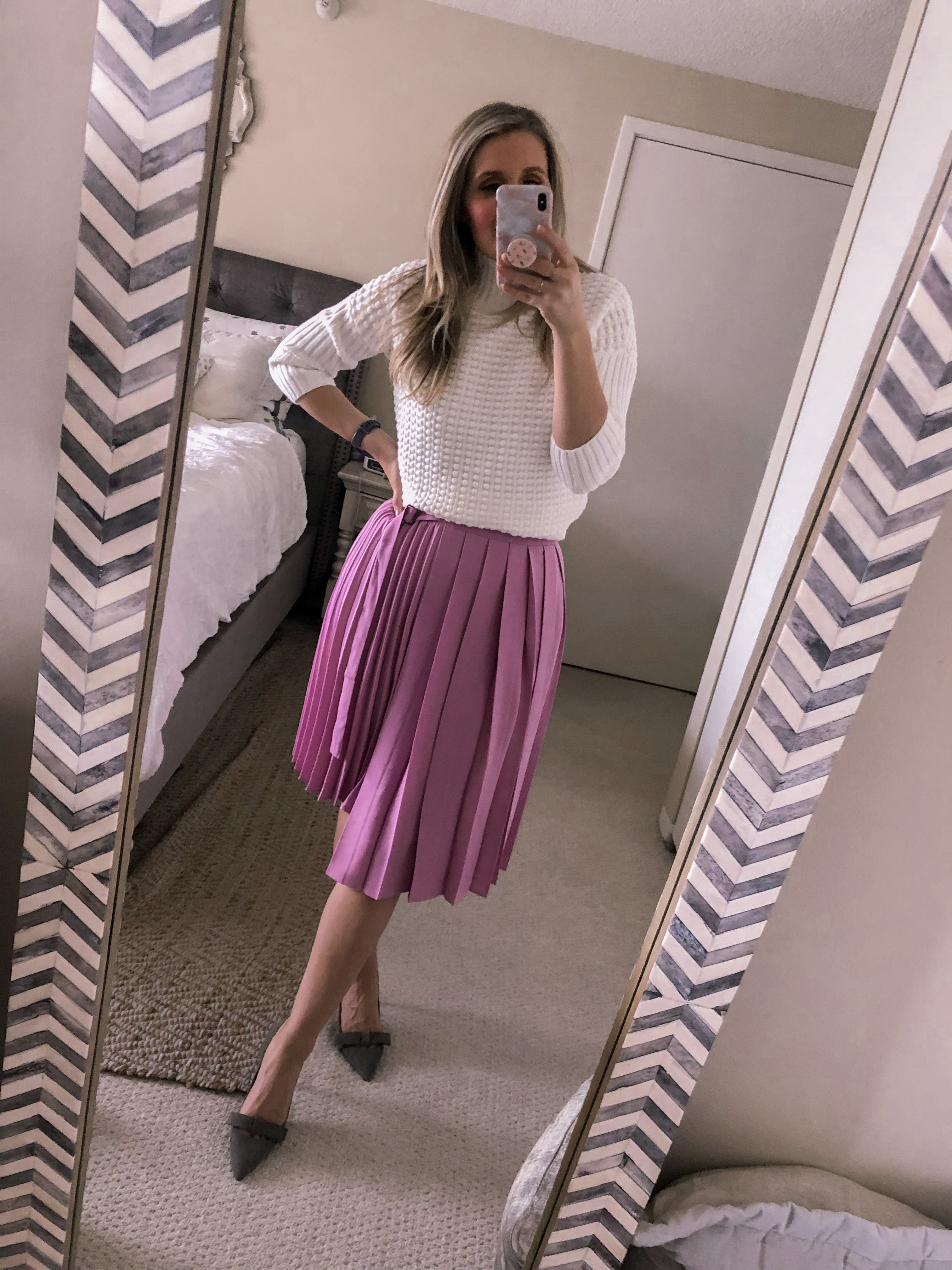 lavender purple pleated skirt