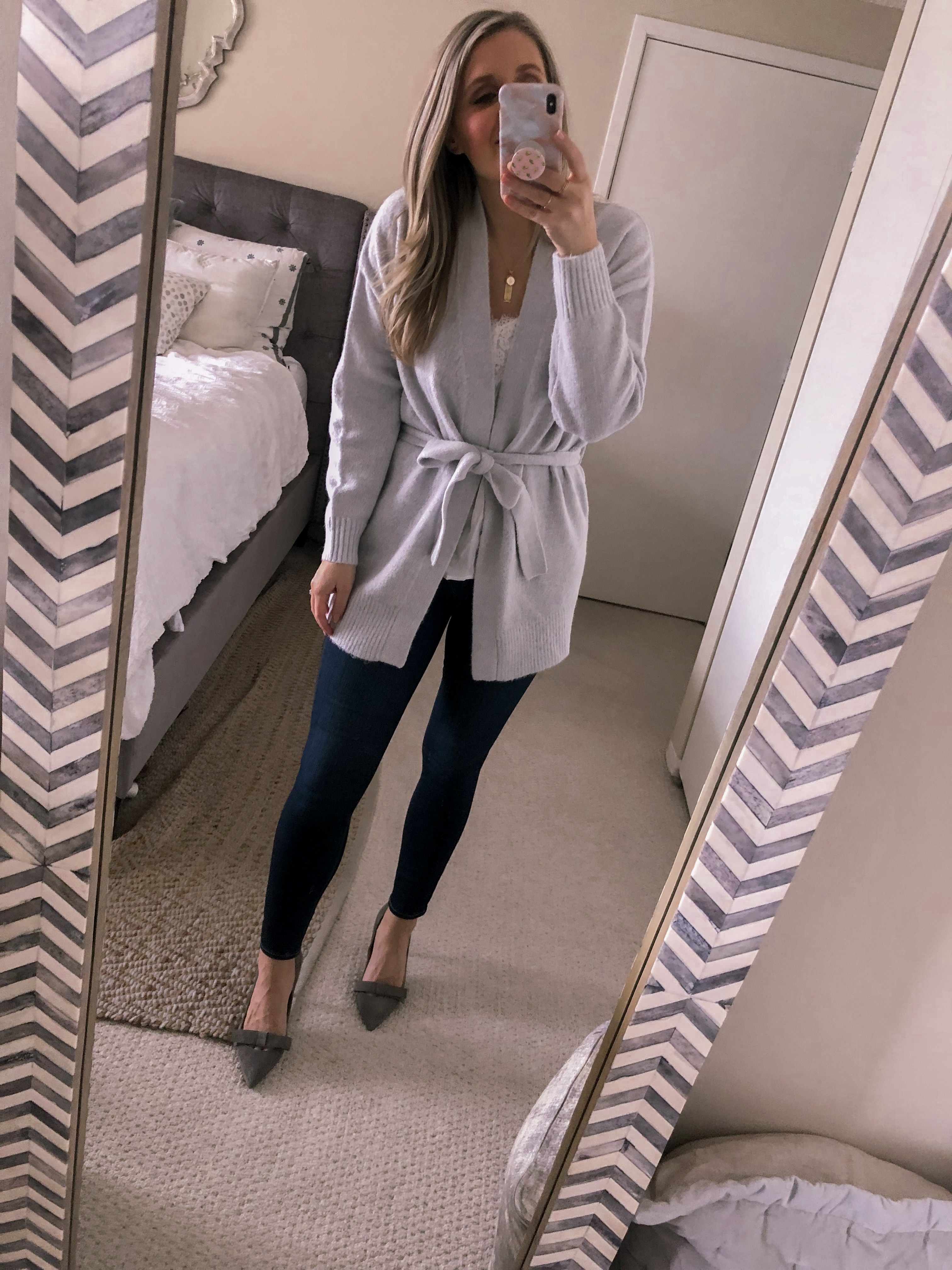 Fuzzy grey wrap cardigan