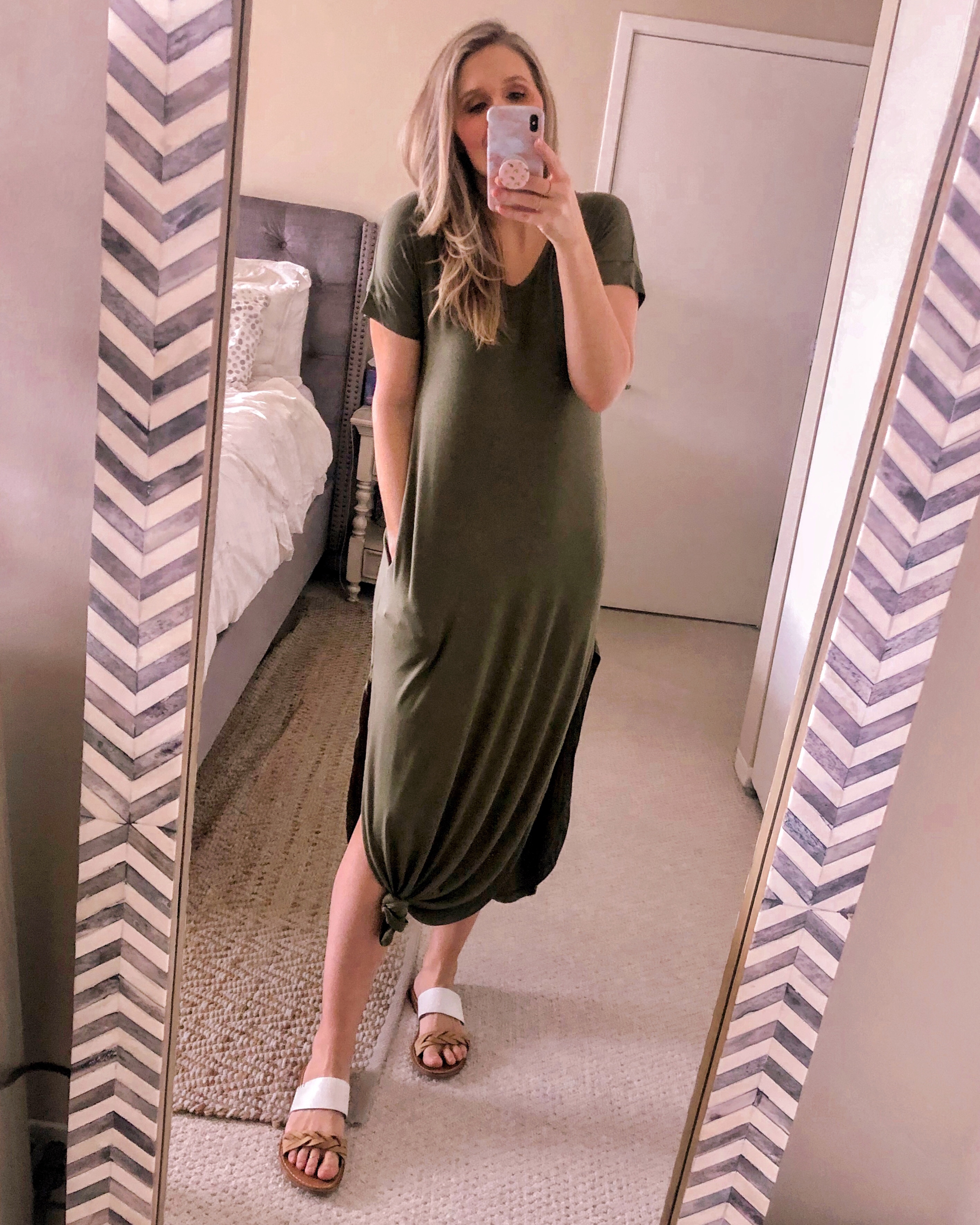 olive green maxi dress with pockets