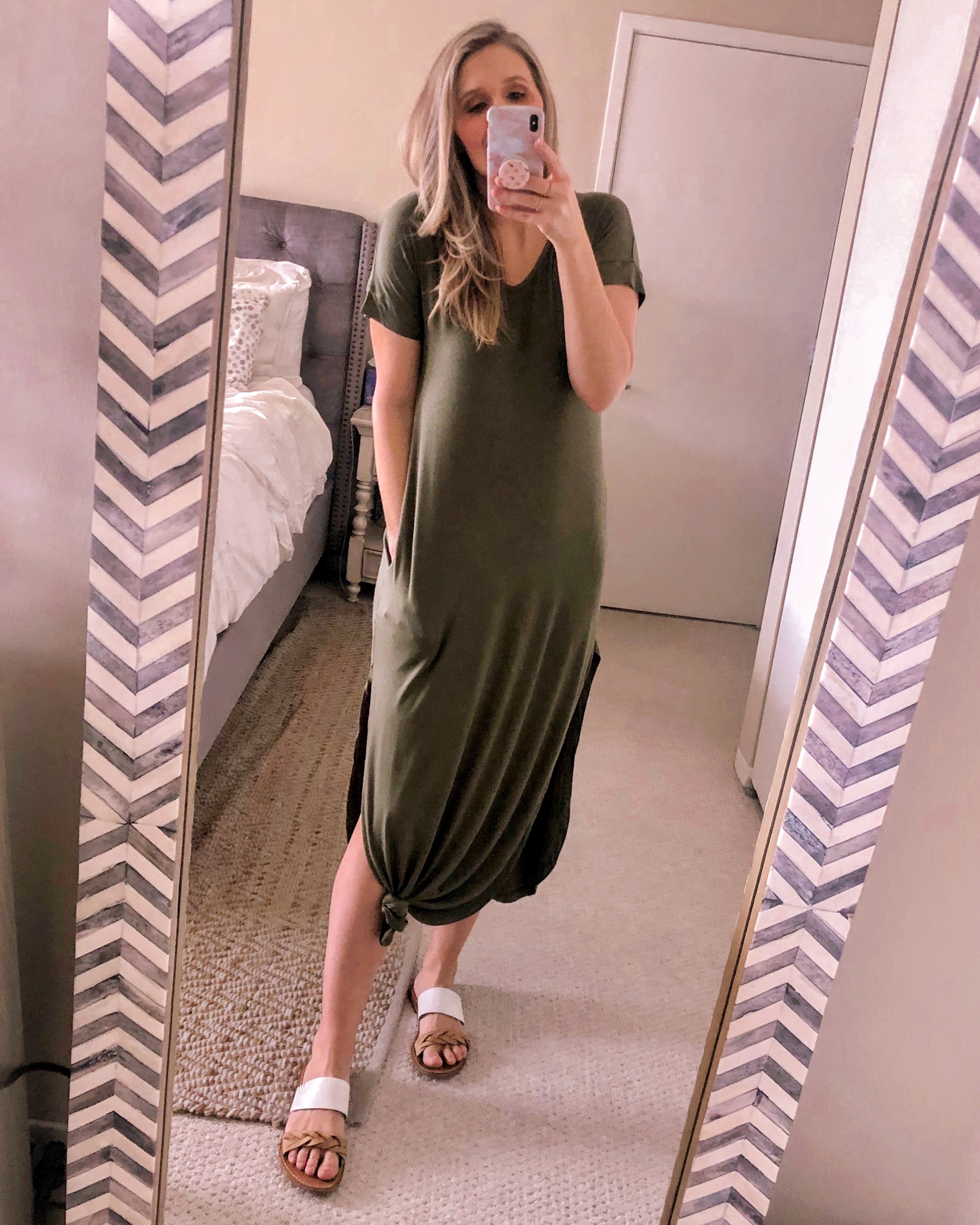 olive green maxi dress with pockets