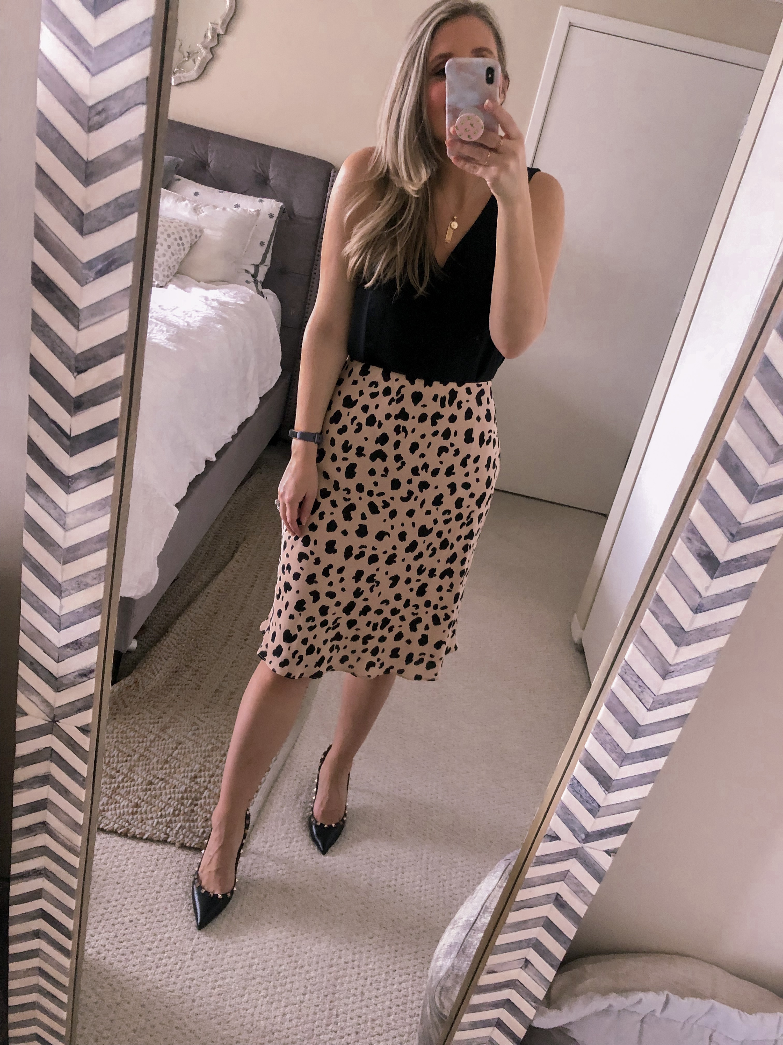 leopard midi skirt for the office