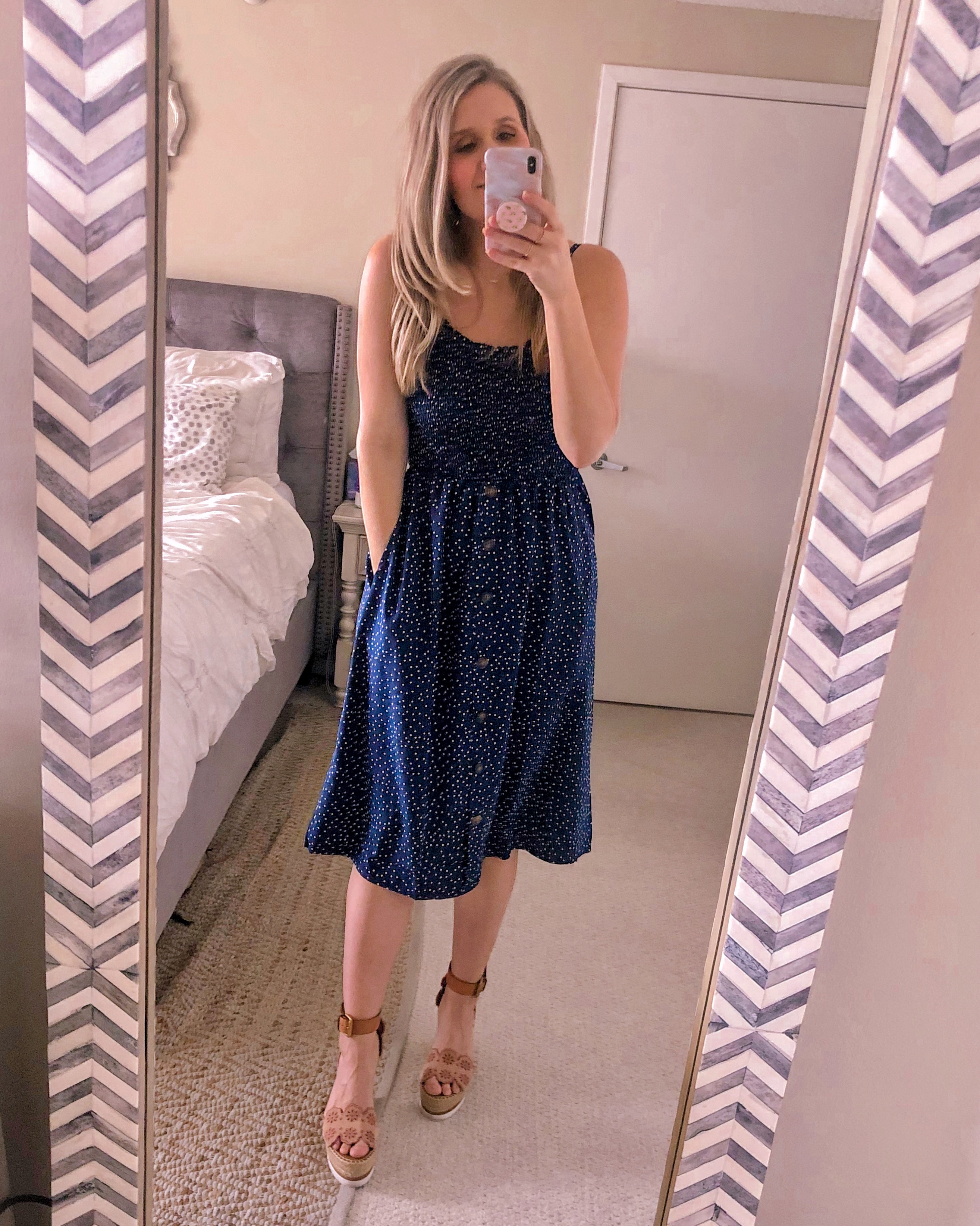 navy polka dot dress that is affordable from amazon
