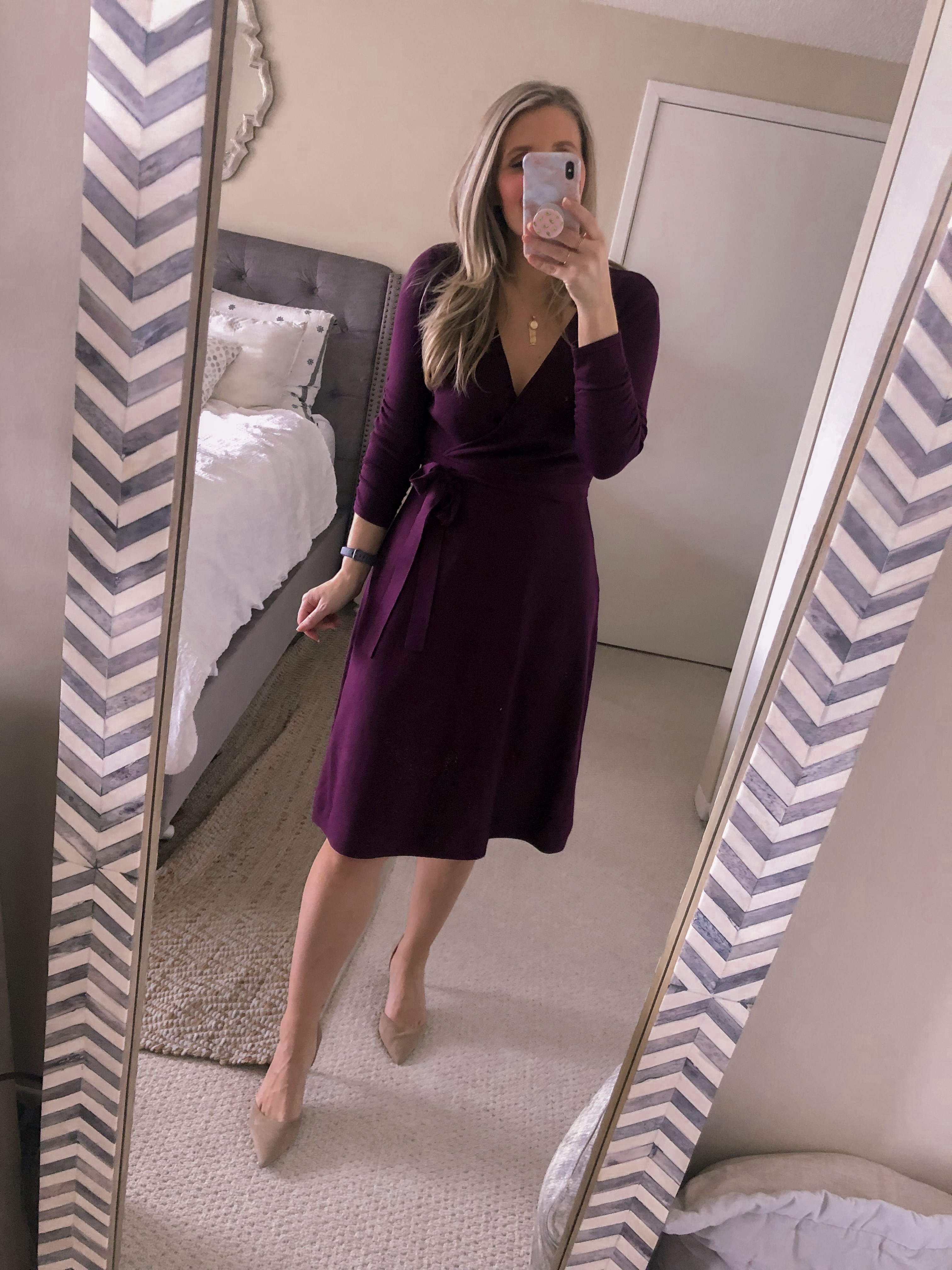 purple fit and flare dress