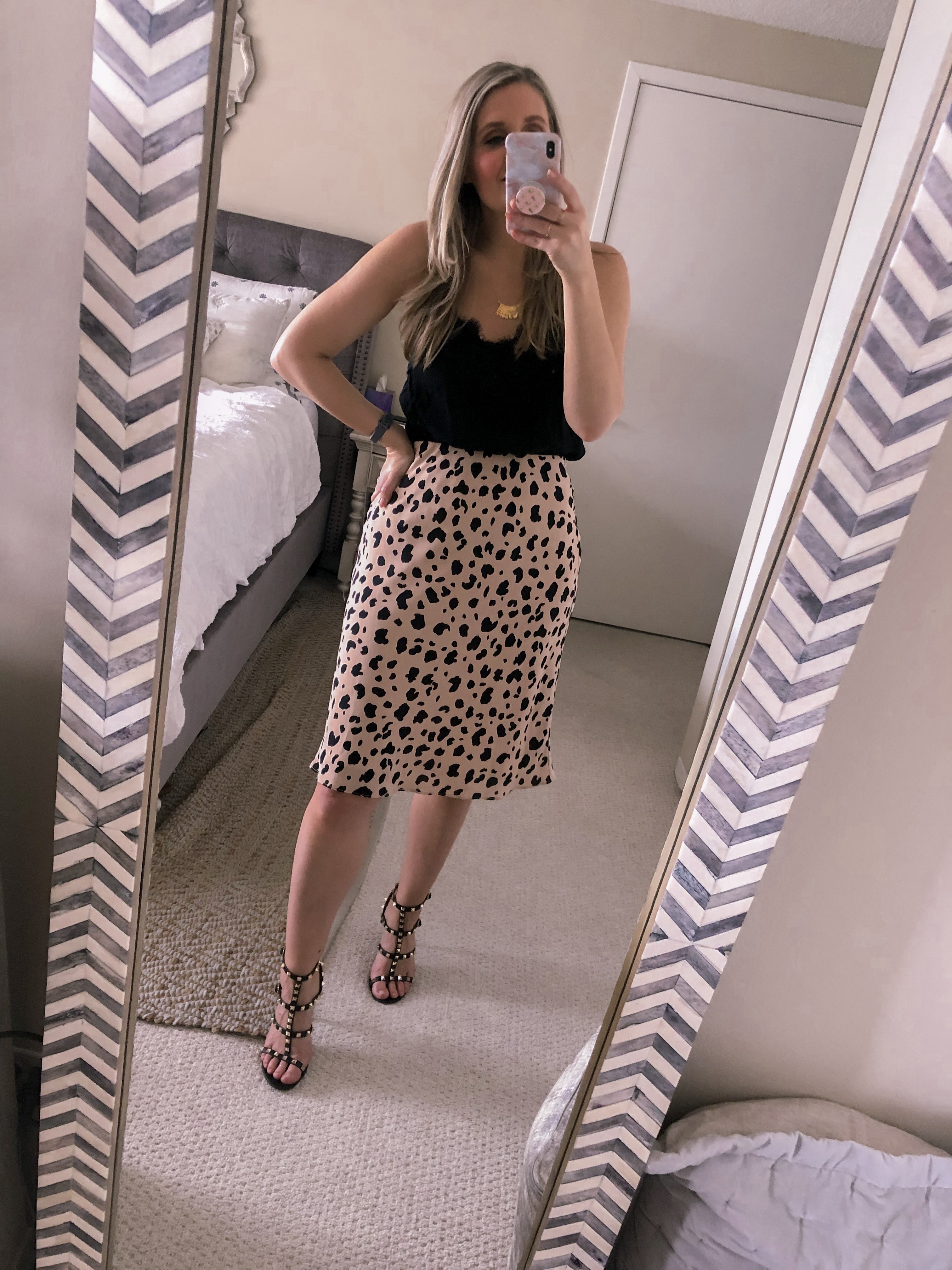date night leopard skirt