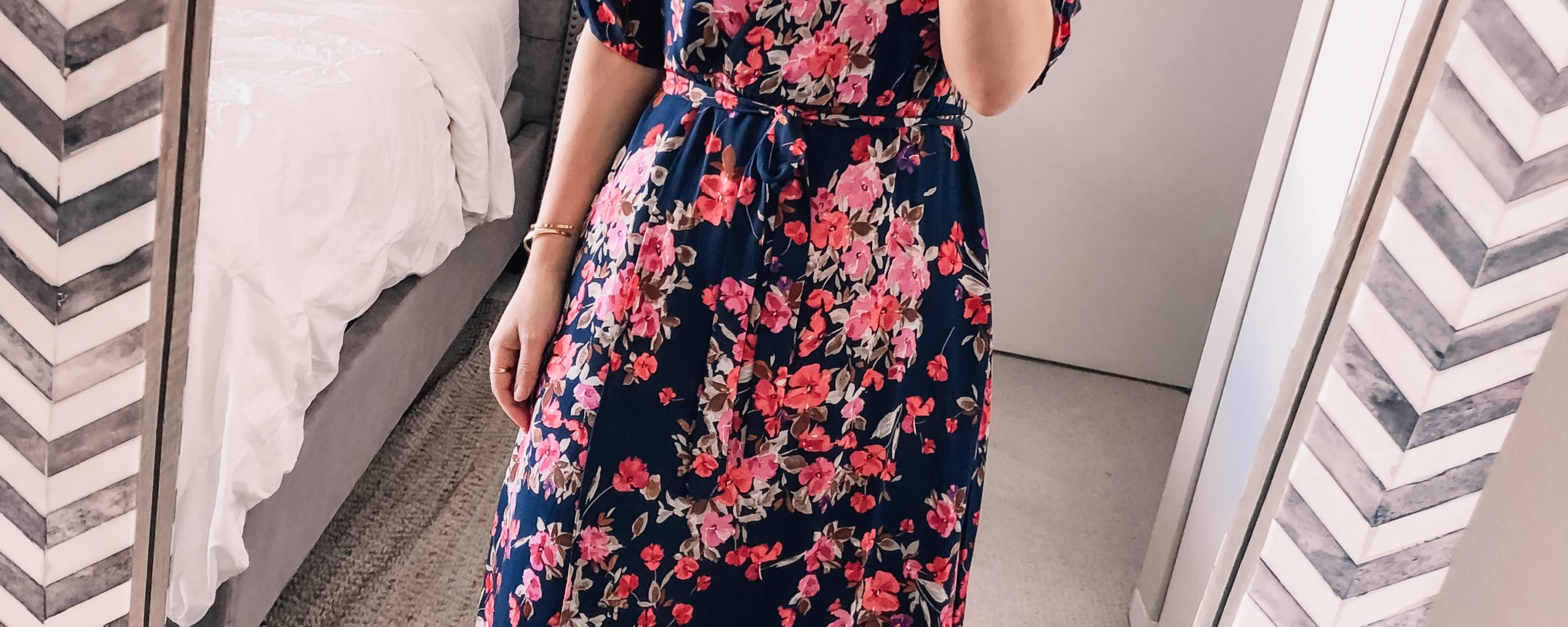 navy floral midi dress