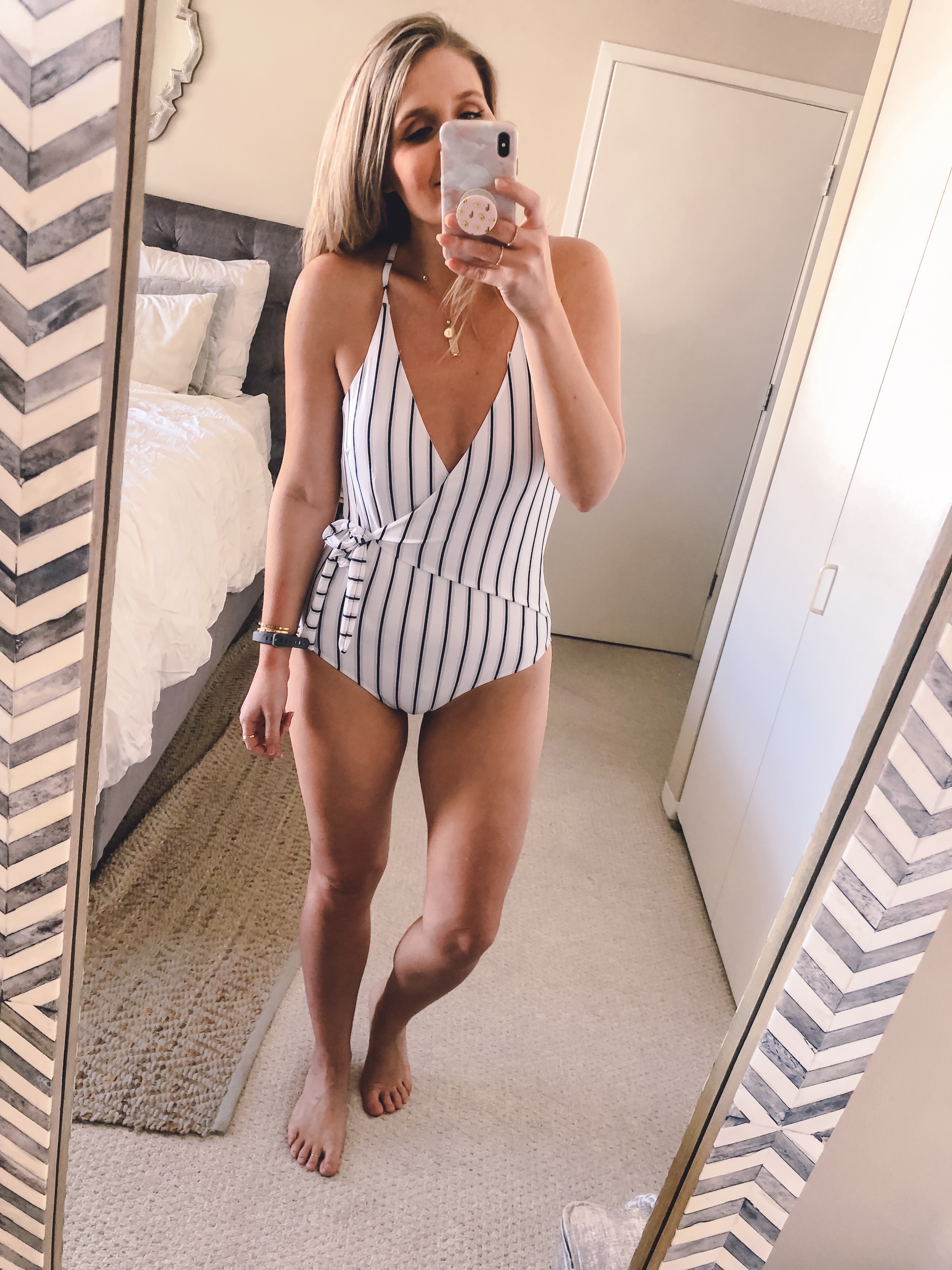 striped one piece swimsuit