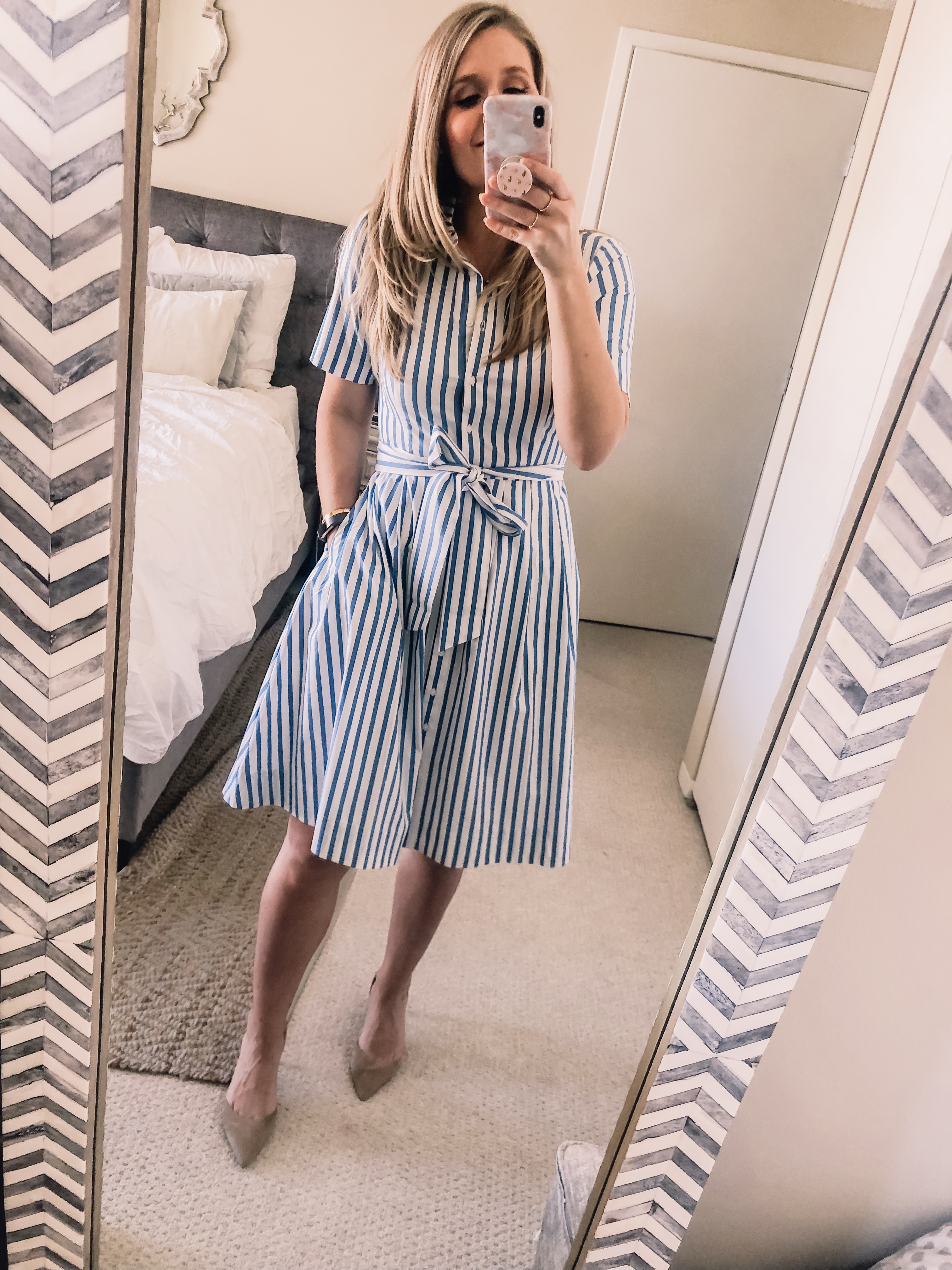 OOTD 3.22.19: Blue Striped Dress ...