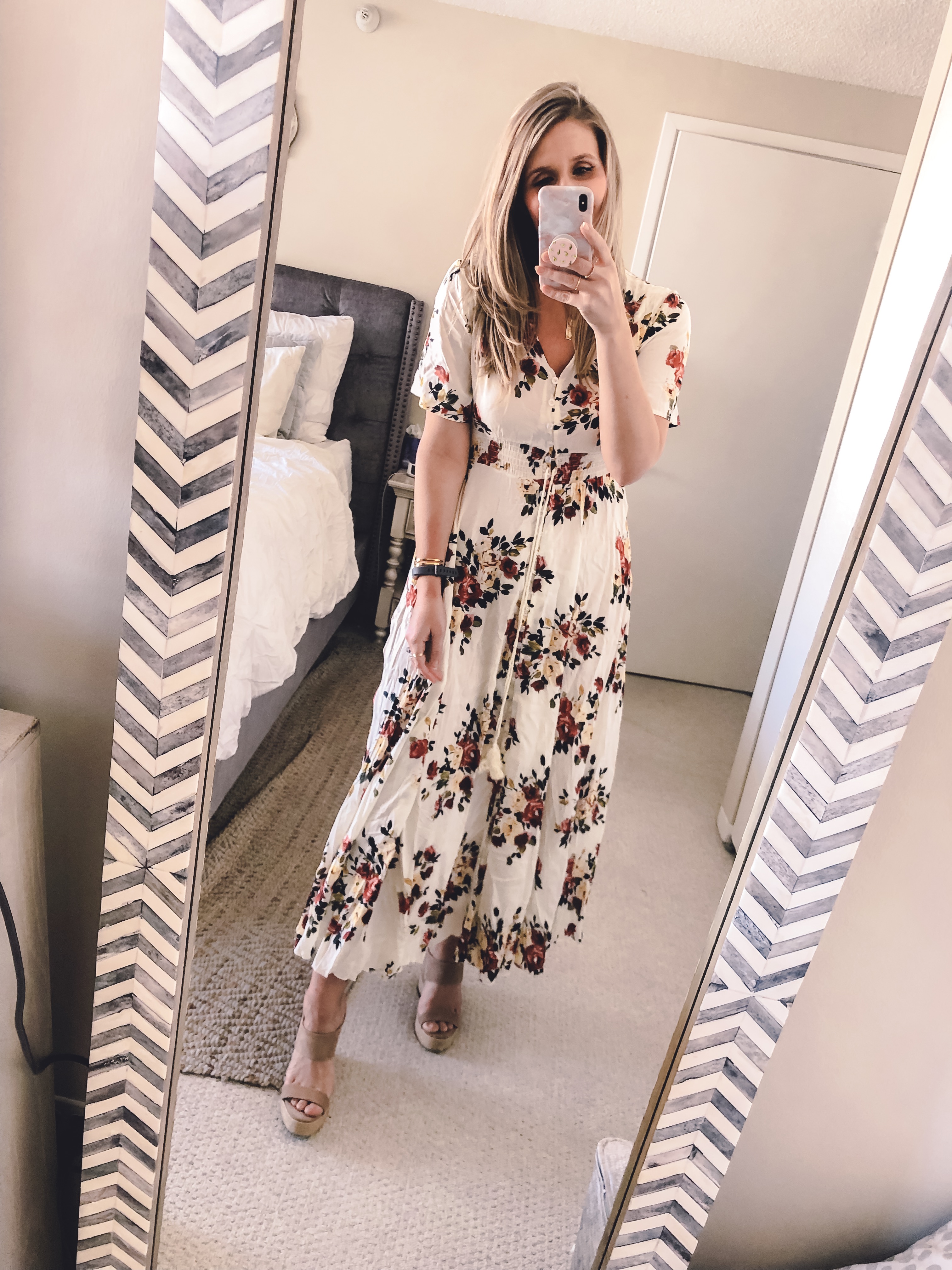 white floral maxi dress from amazon