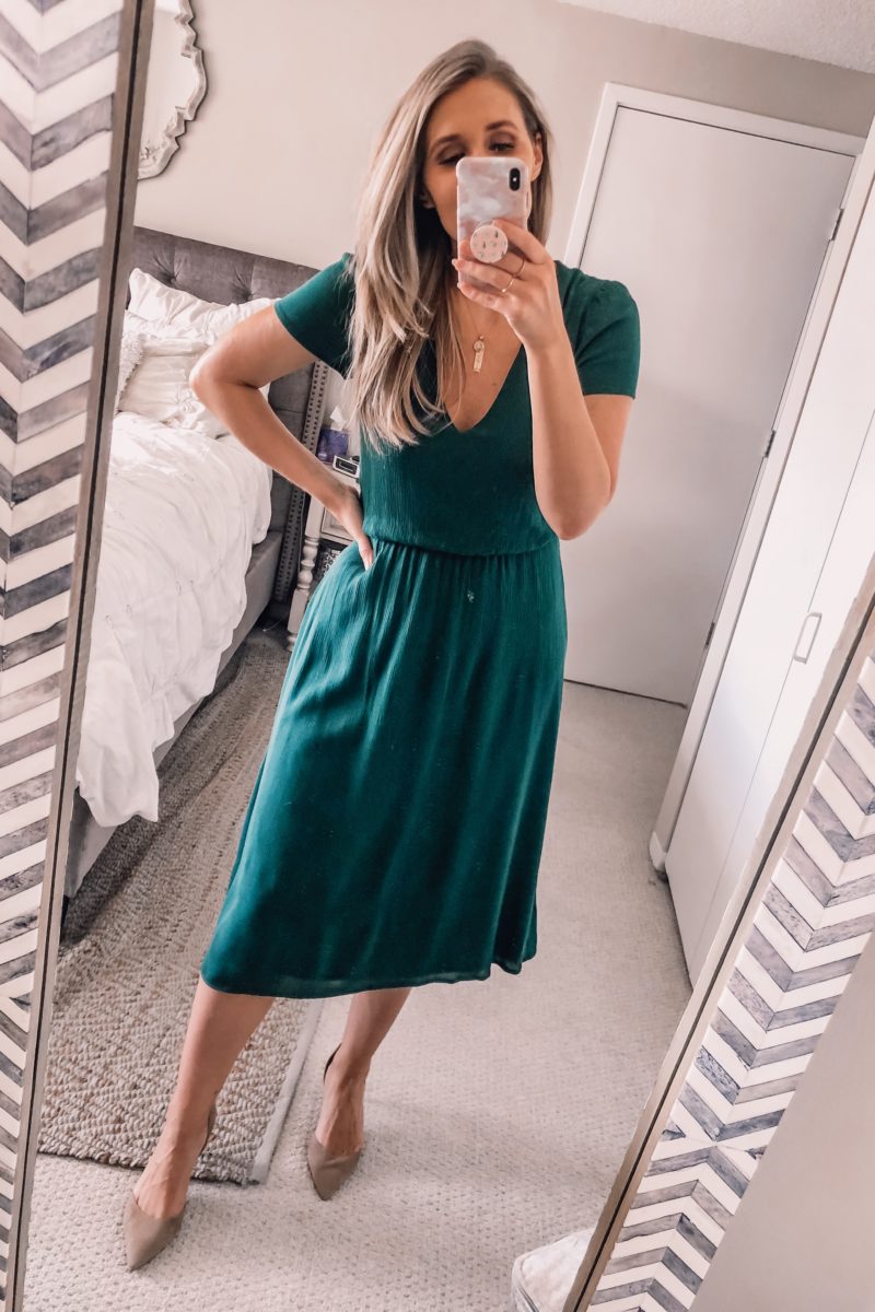 hunter green midi dress