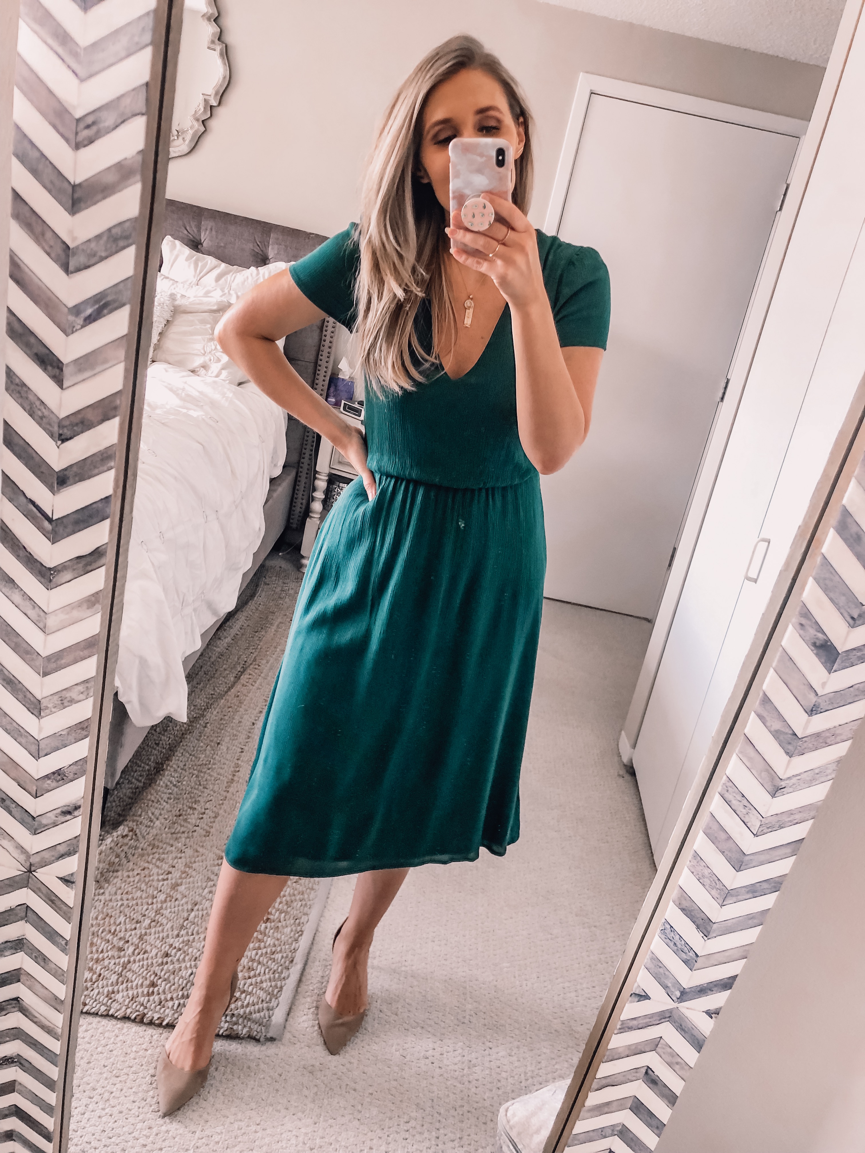 hunter green midi dress