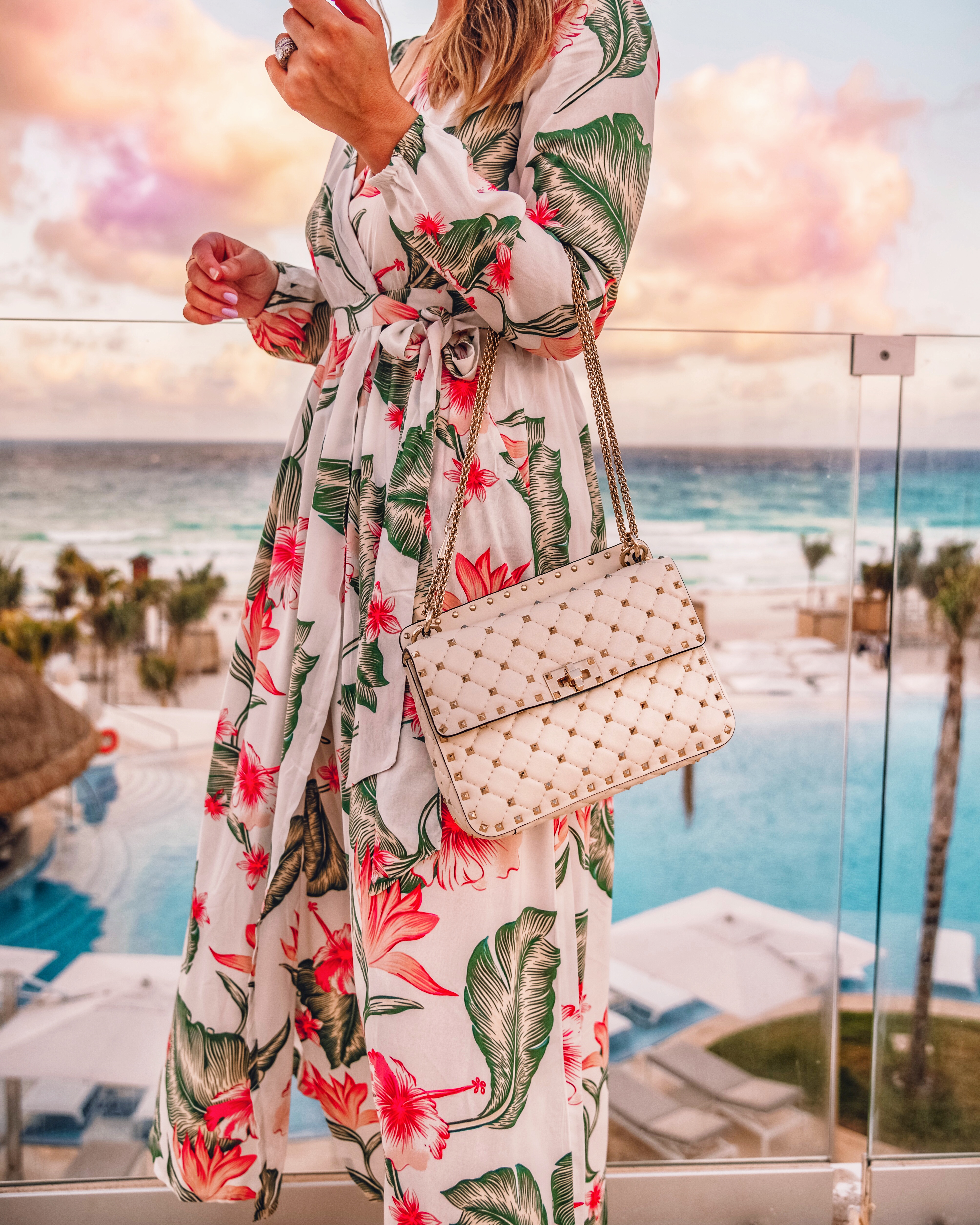 palm print wrap maxi dress for a beach vacation