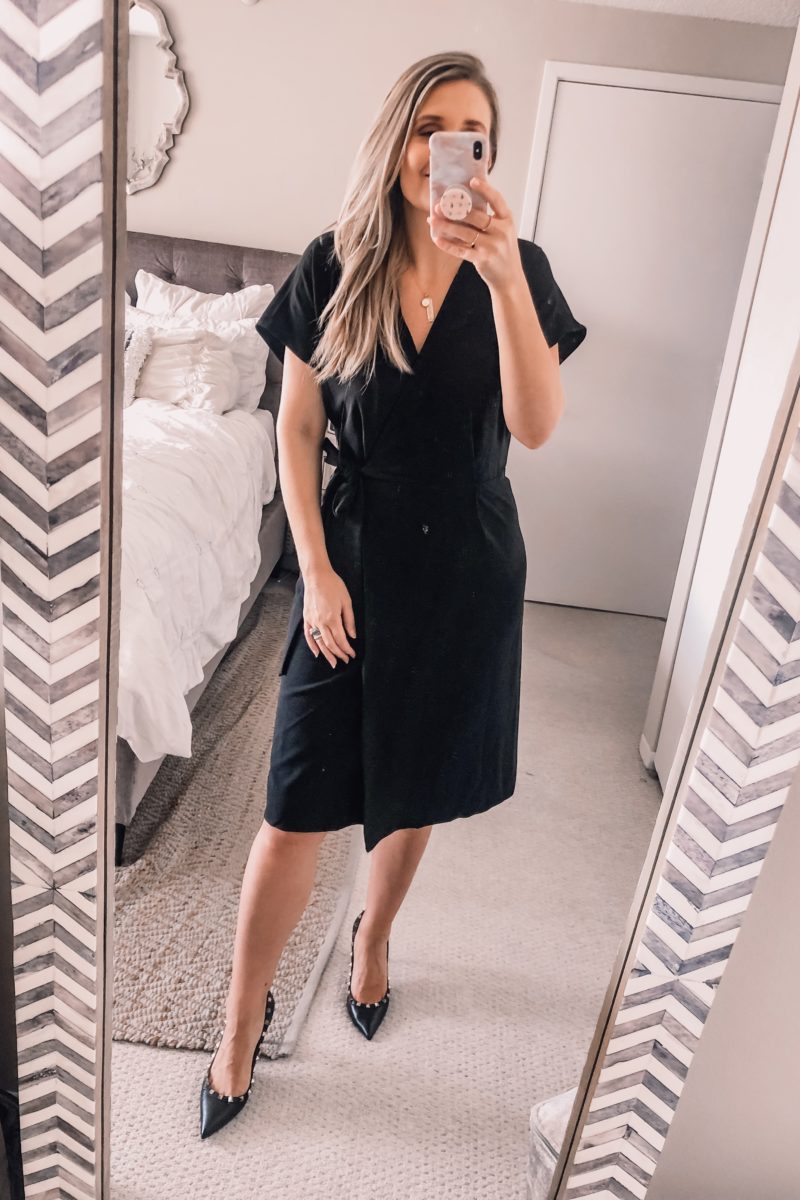 black wrap dress