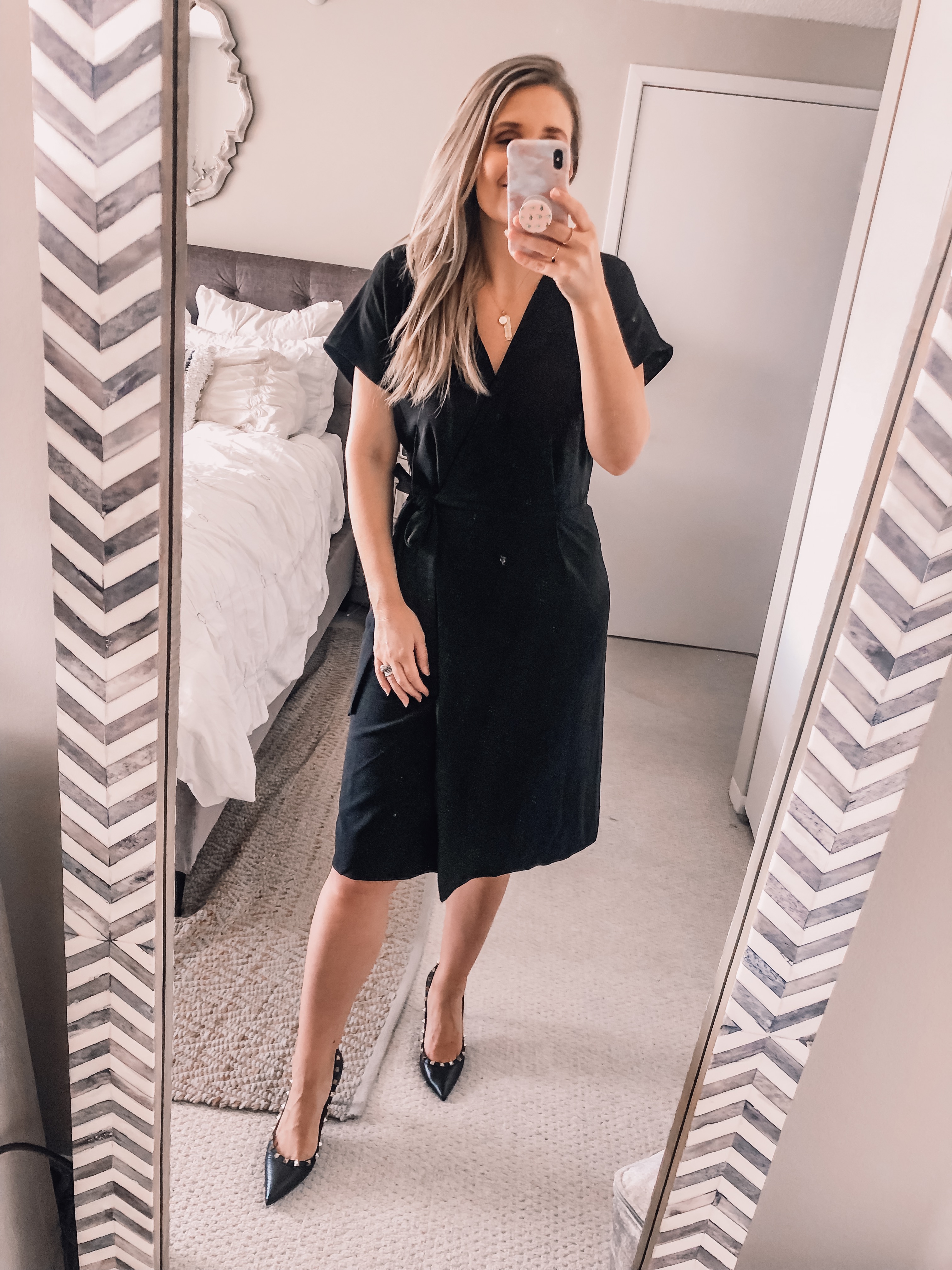 black wrap dress