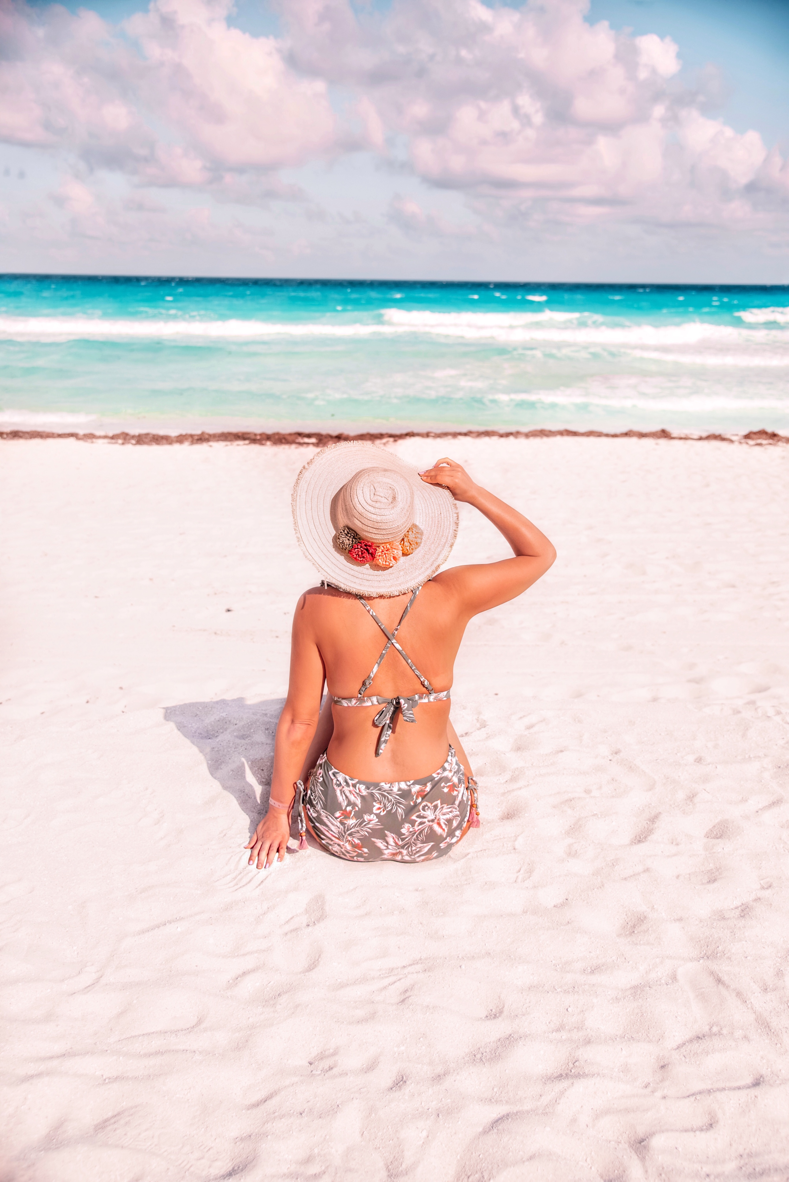 flattering high waist bikini in cancun mexico