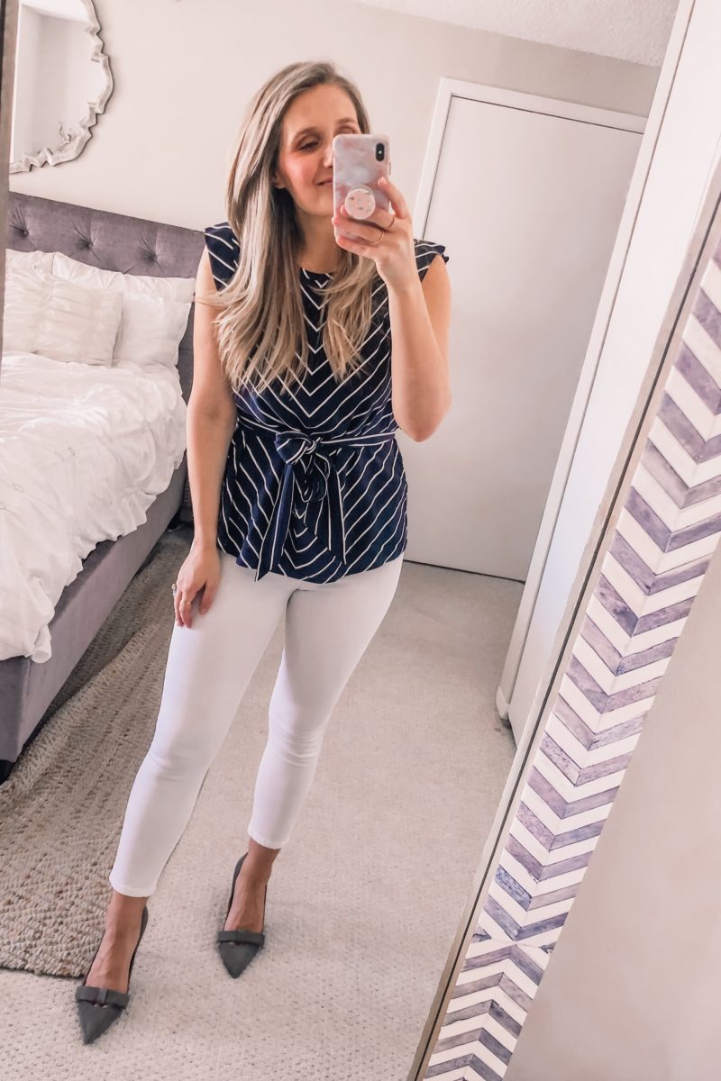 navy striped tank top from loft