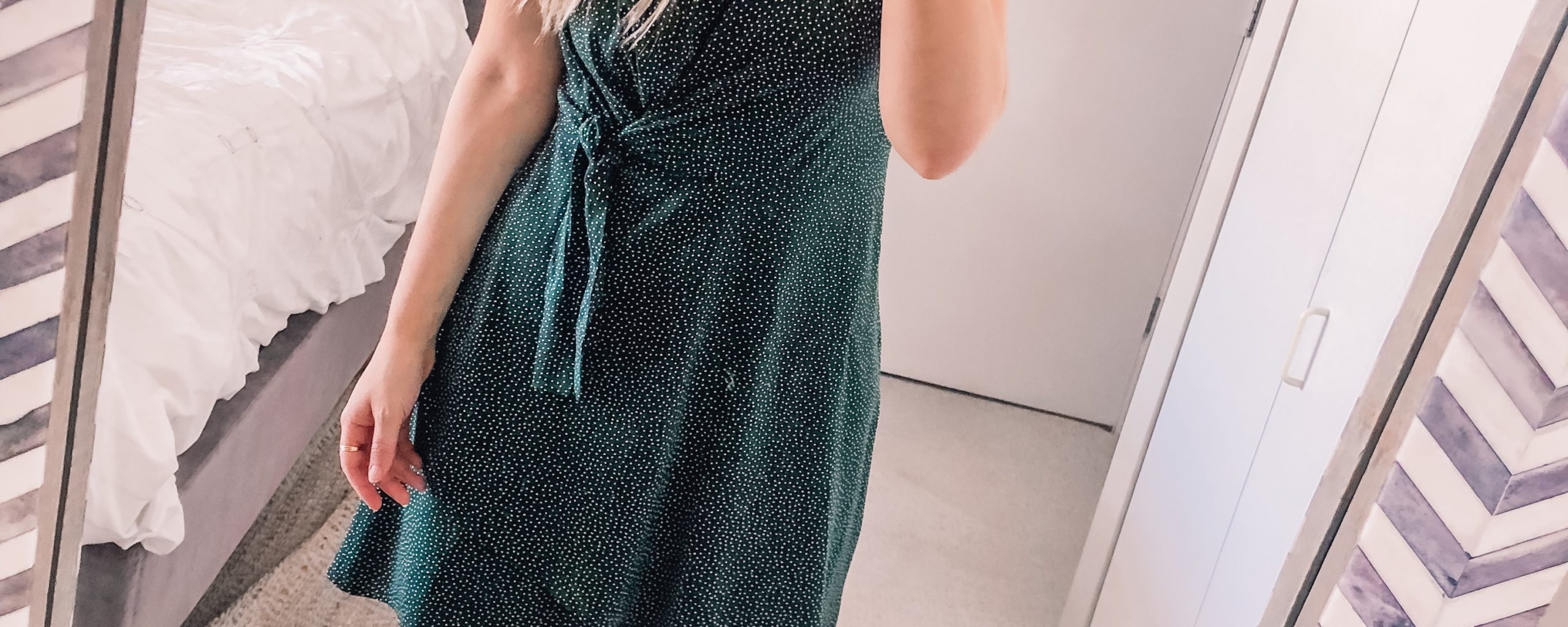 green polka dot dress from LOFT