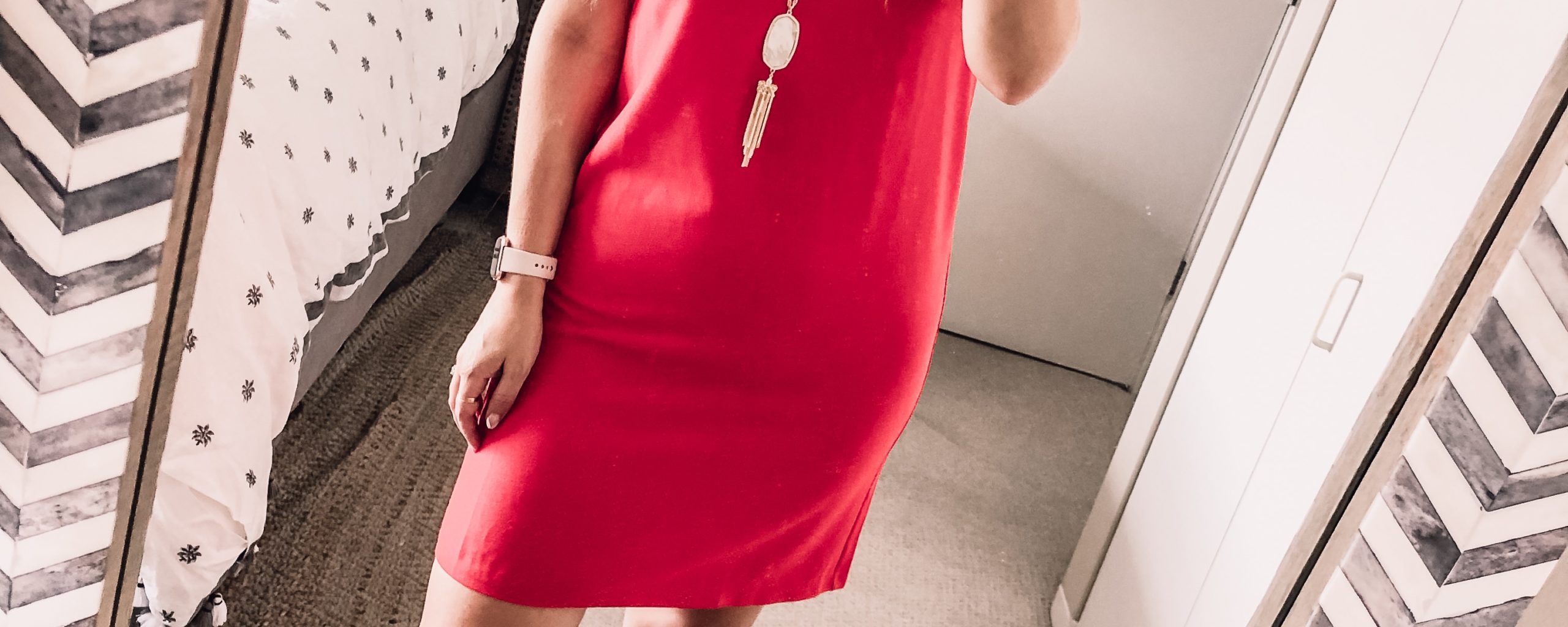 Red shift dress for the office