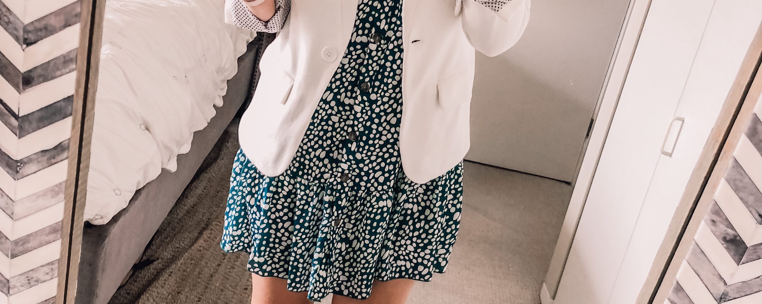 Amazon dress with a white blazer