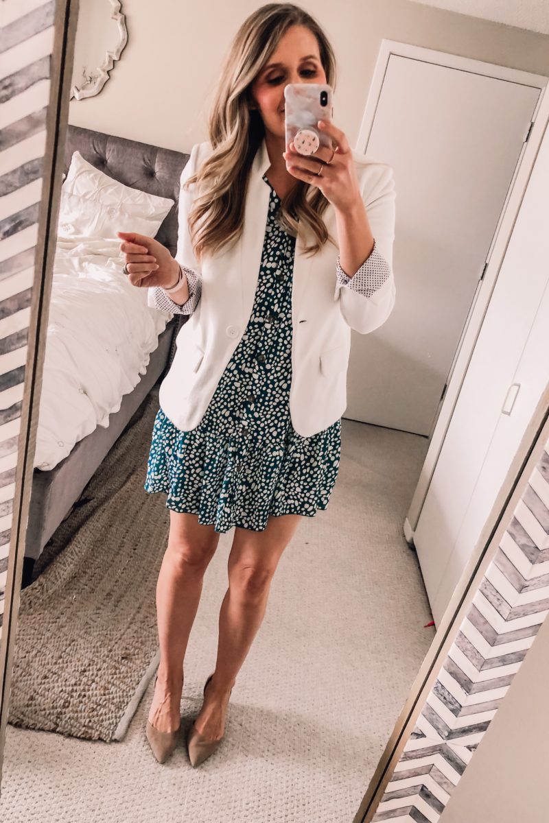 Amazon dress with a white blazer