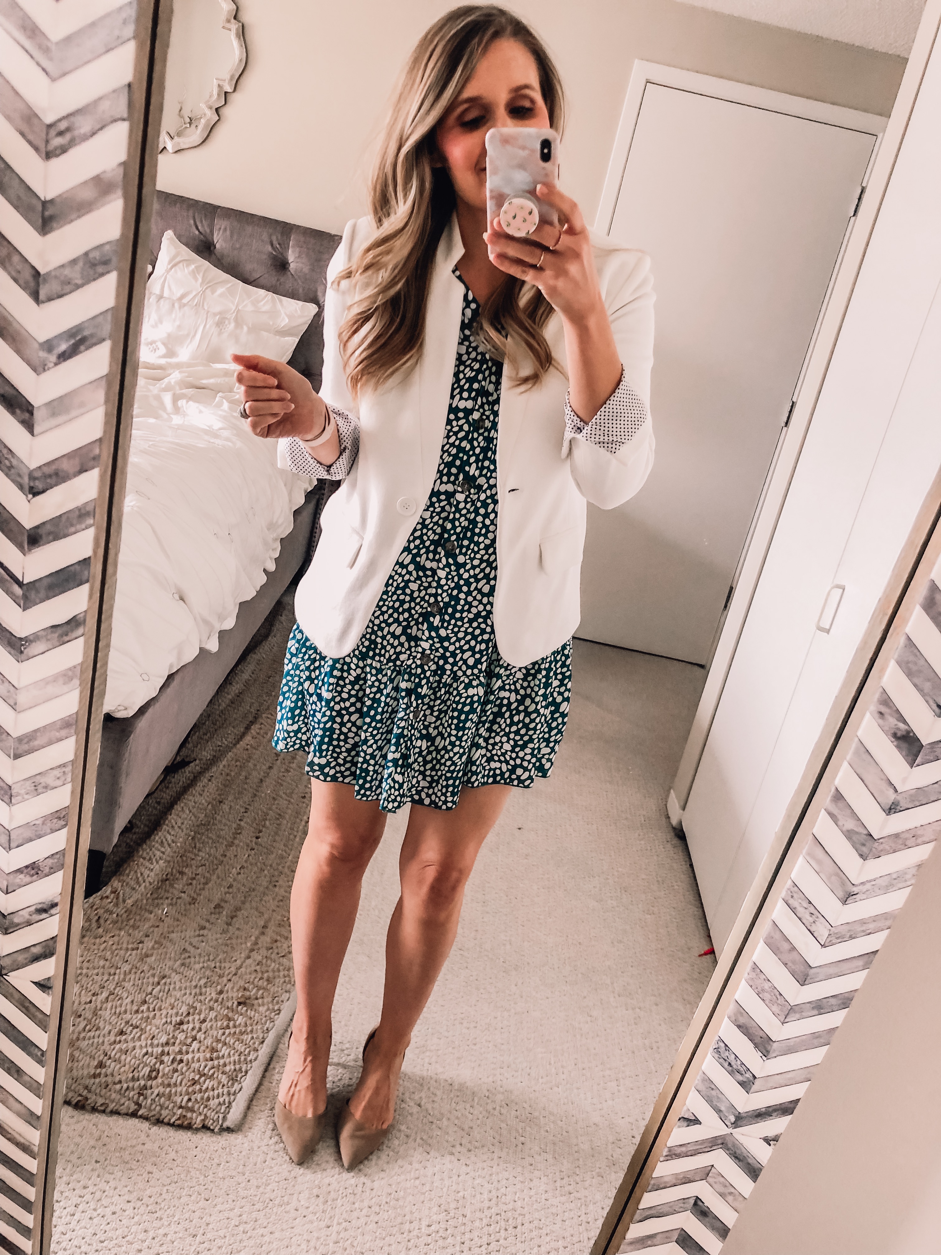 Amazon dress with a white blazer 