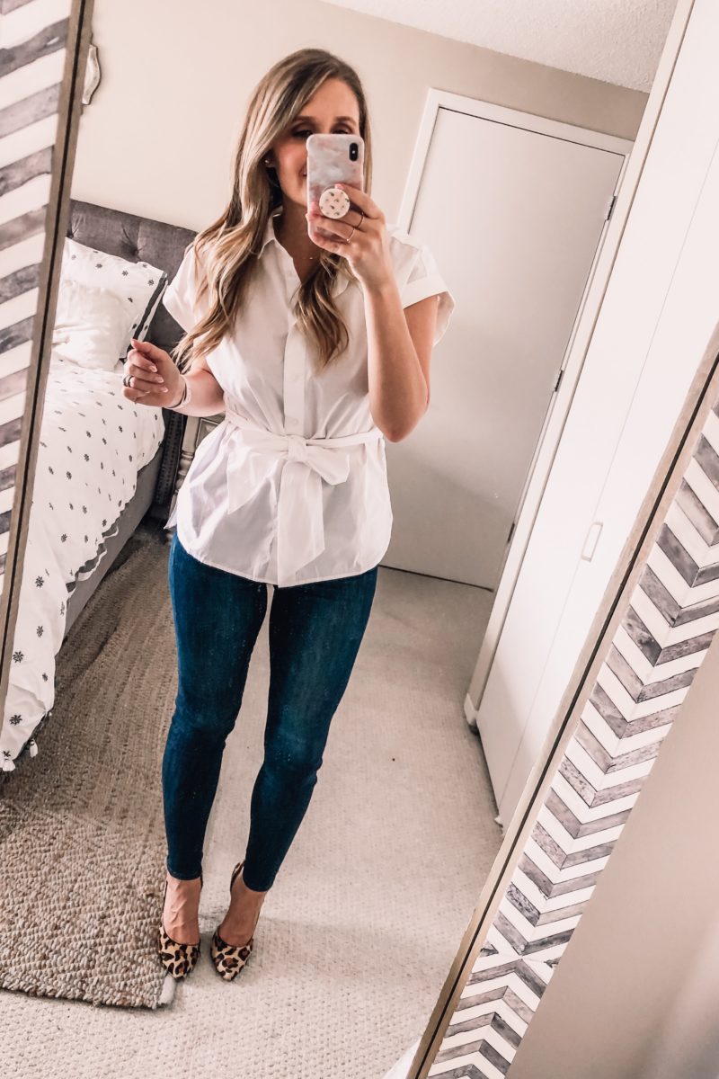 J.crew white button down top