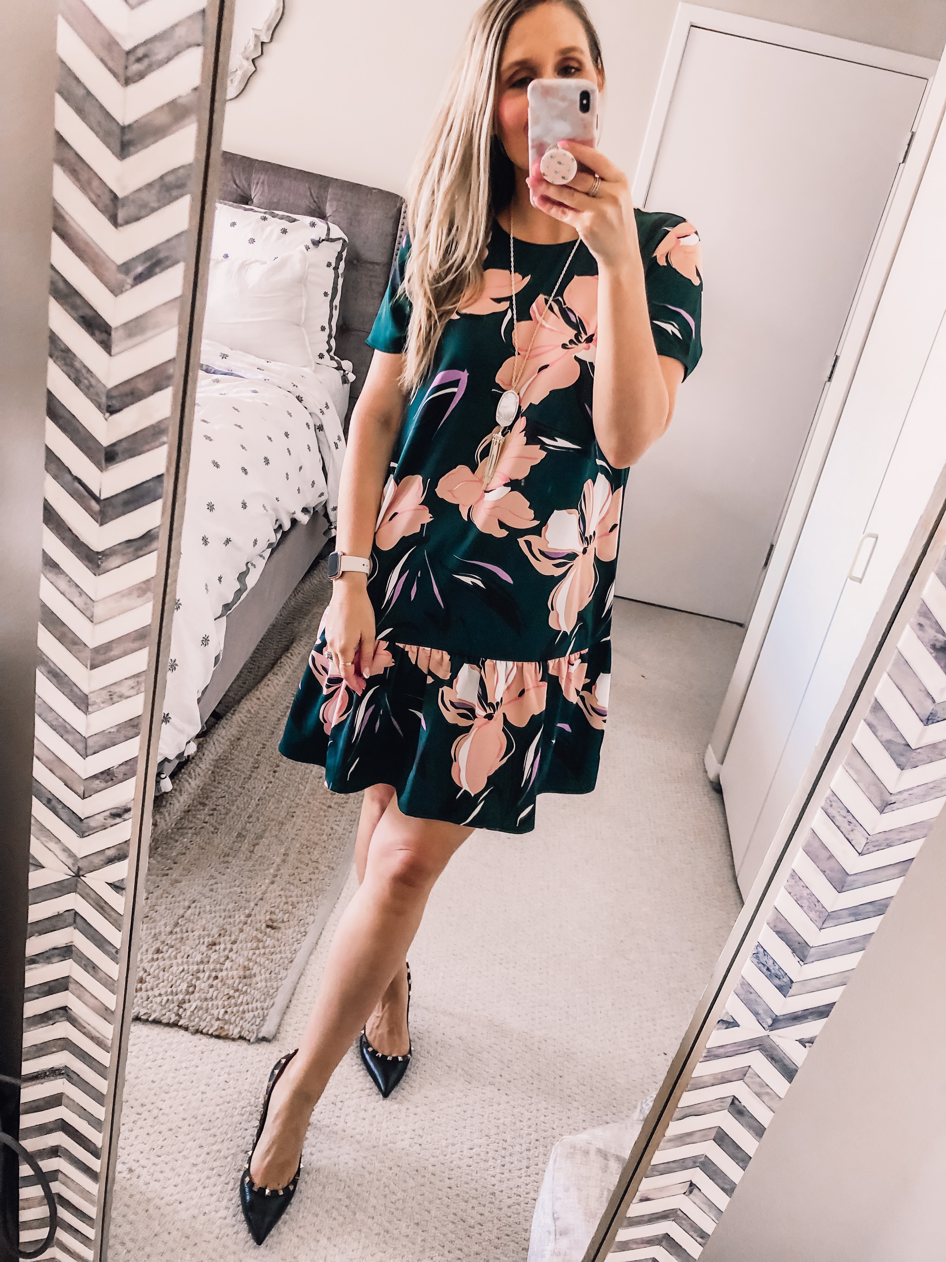 halogen floral print ruffle hem shift dress from the nordstrom anniversary sale