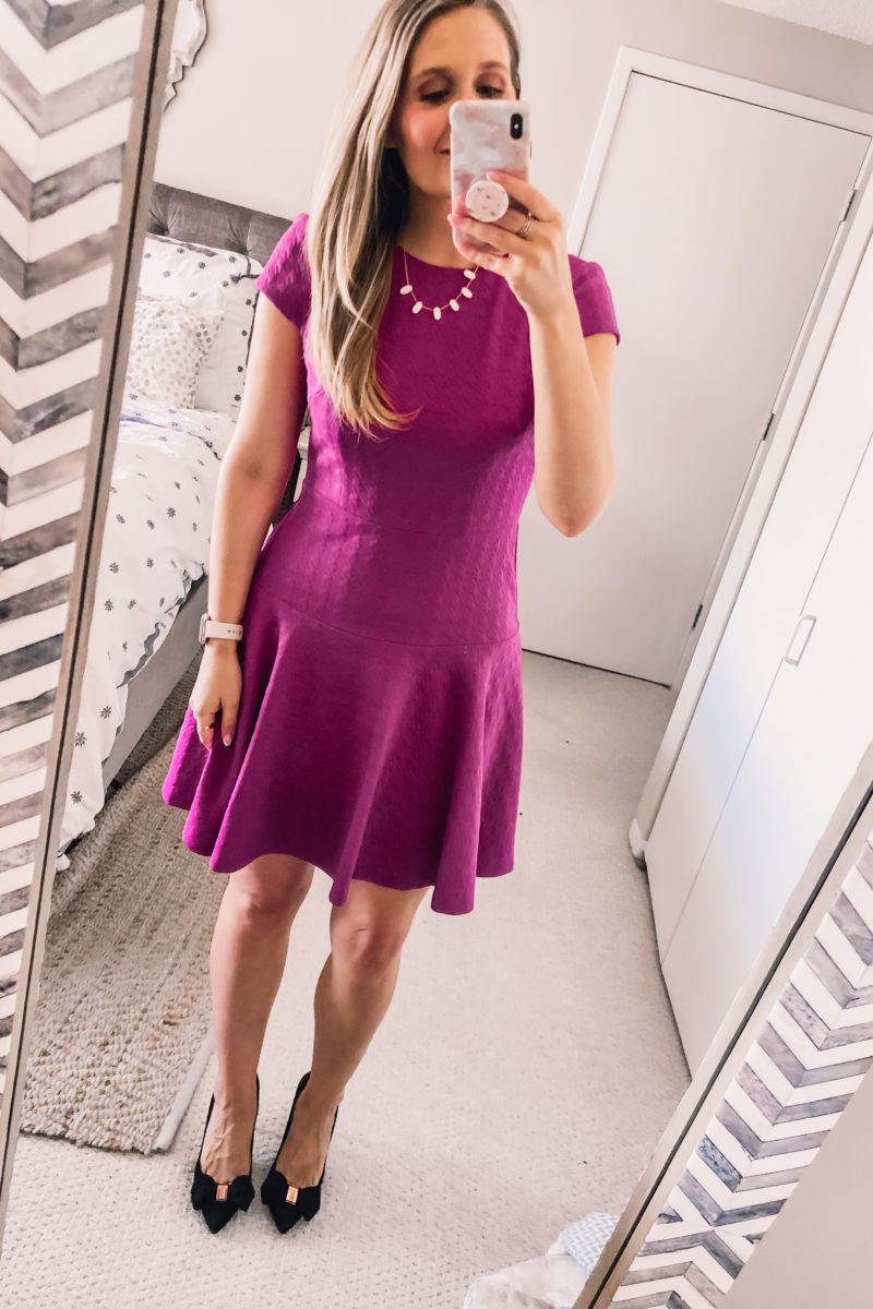 Eliza j purple cap sleeve fit and flare