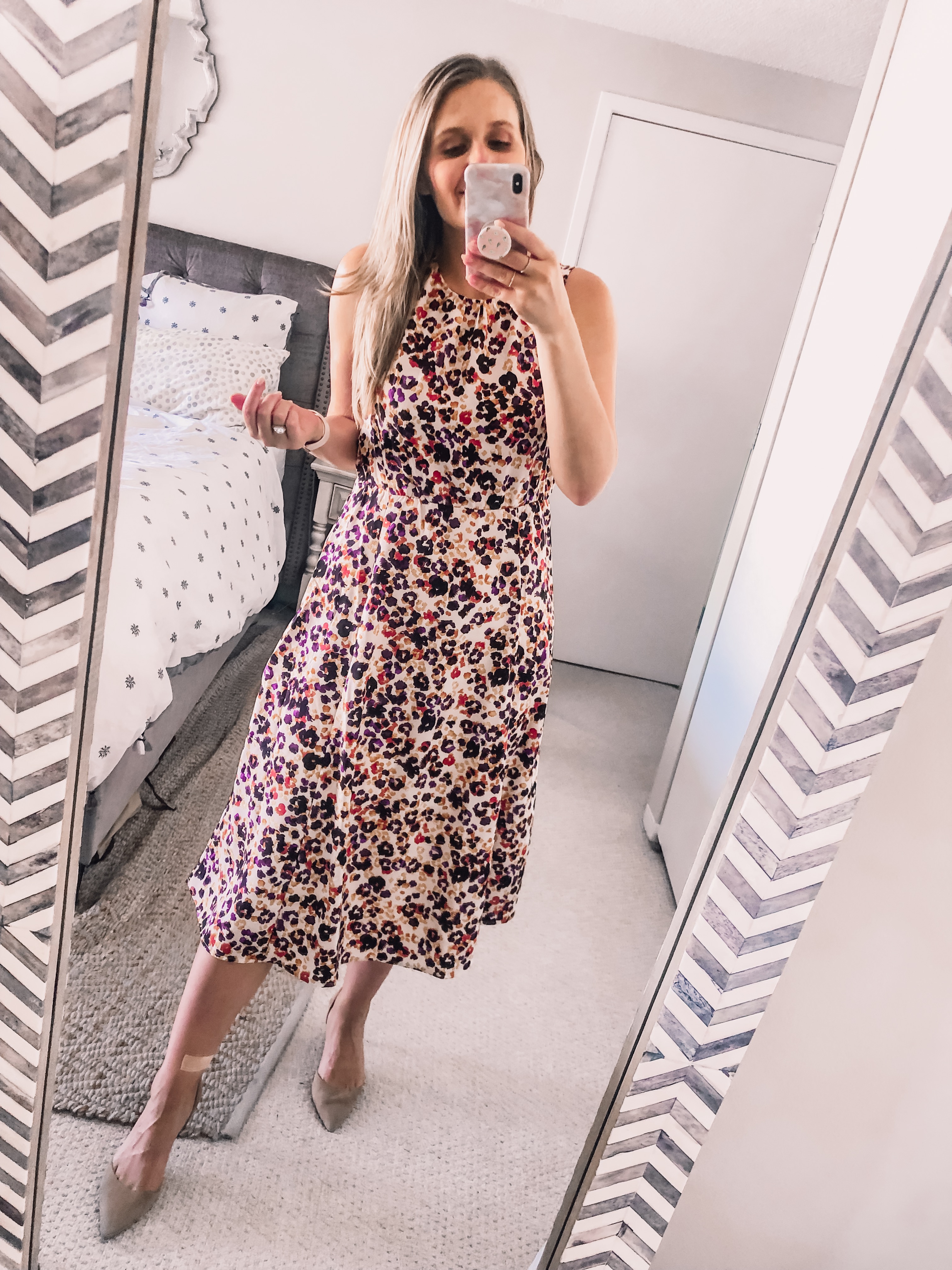 Printed work midi dress 