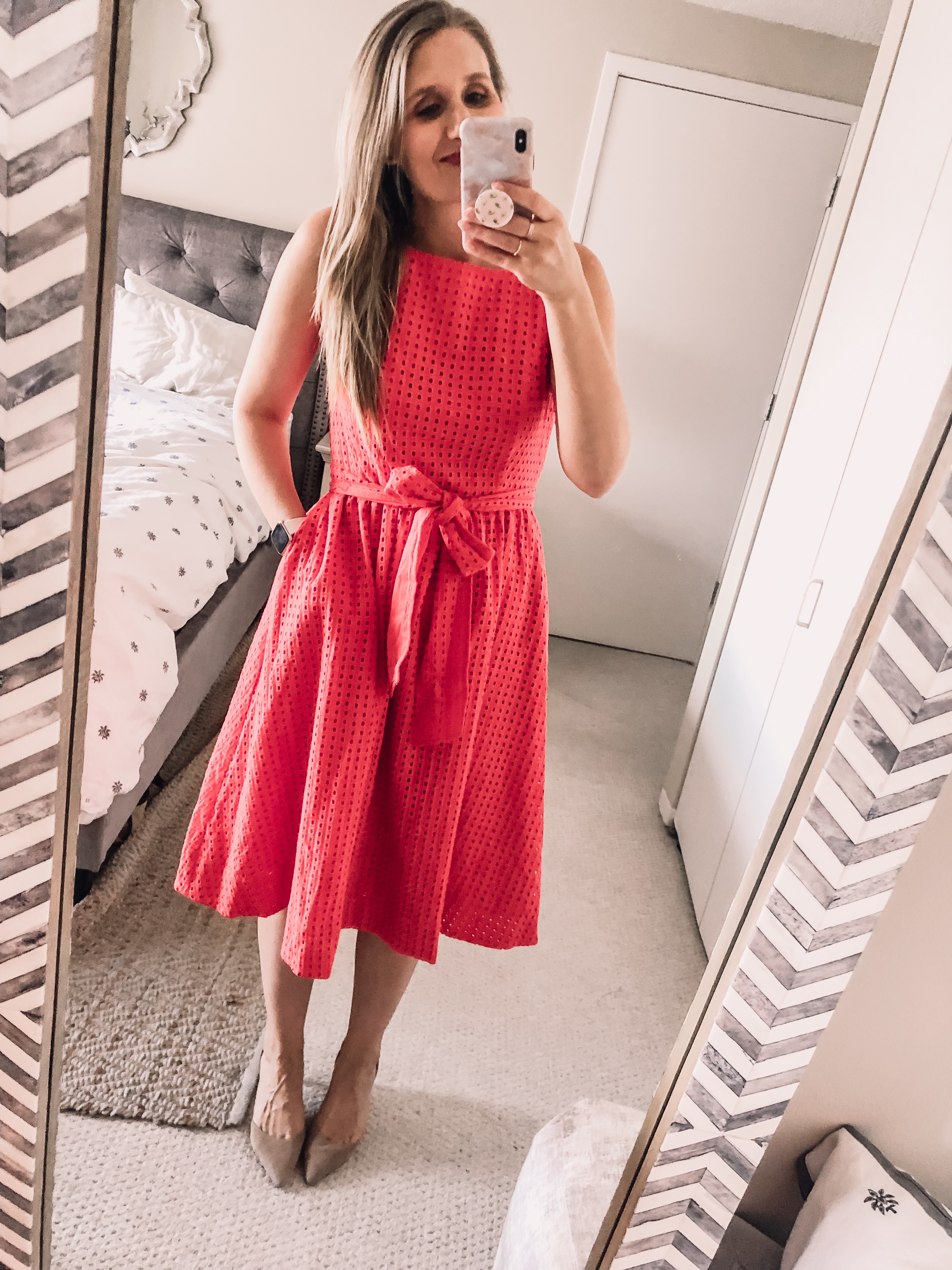 Red Eyelet dress: the perfect summer work dress 