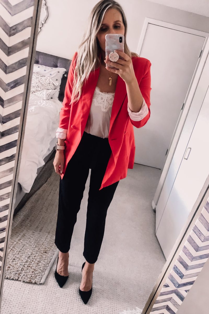 red boyfriend blazer