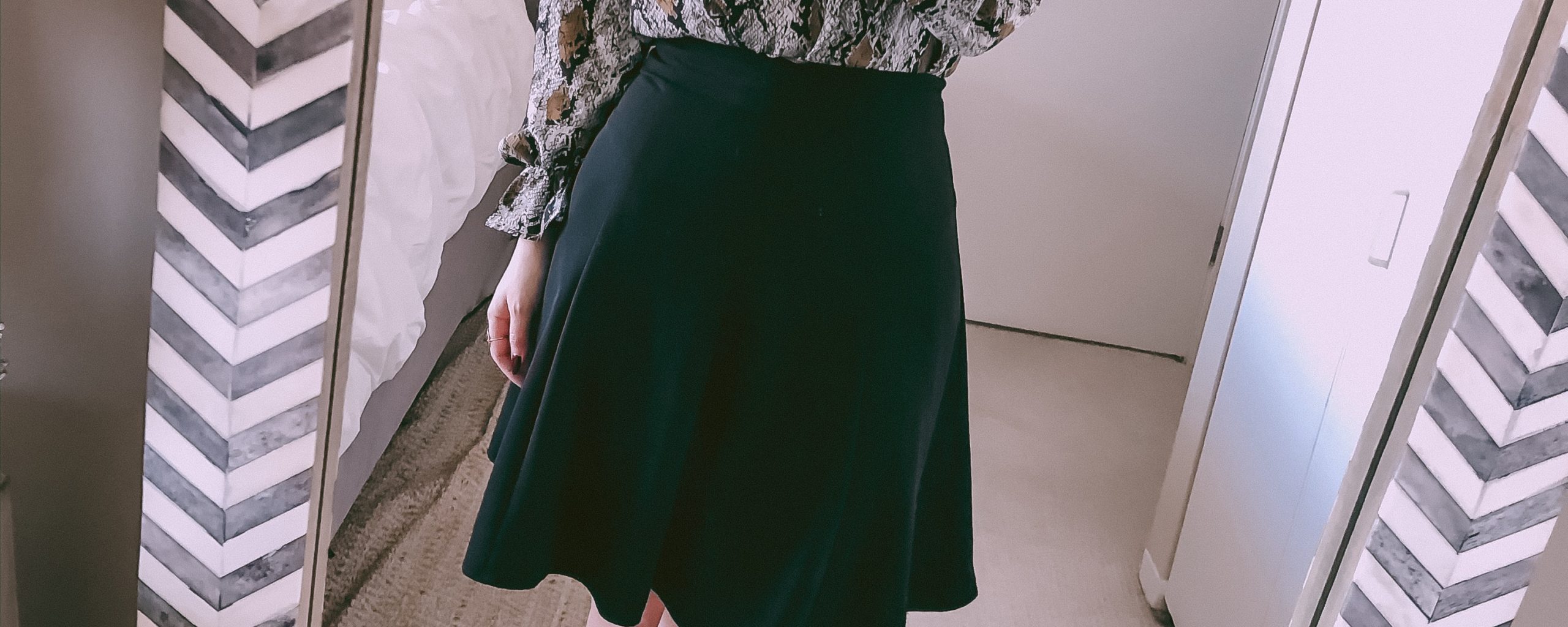 snakeskin print top and aline skirt