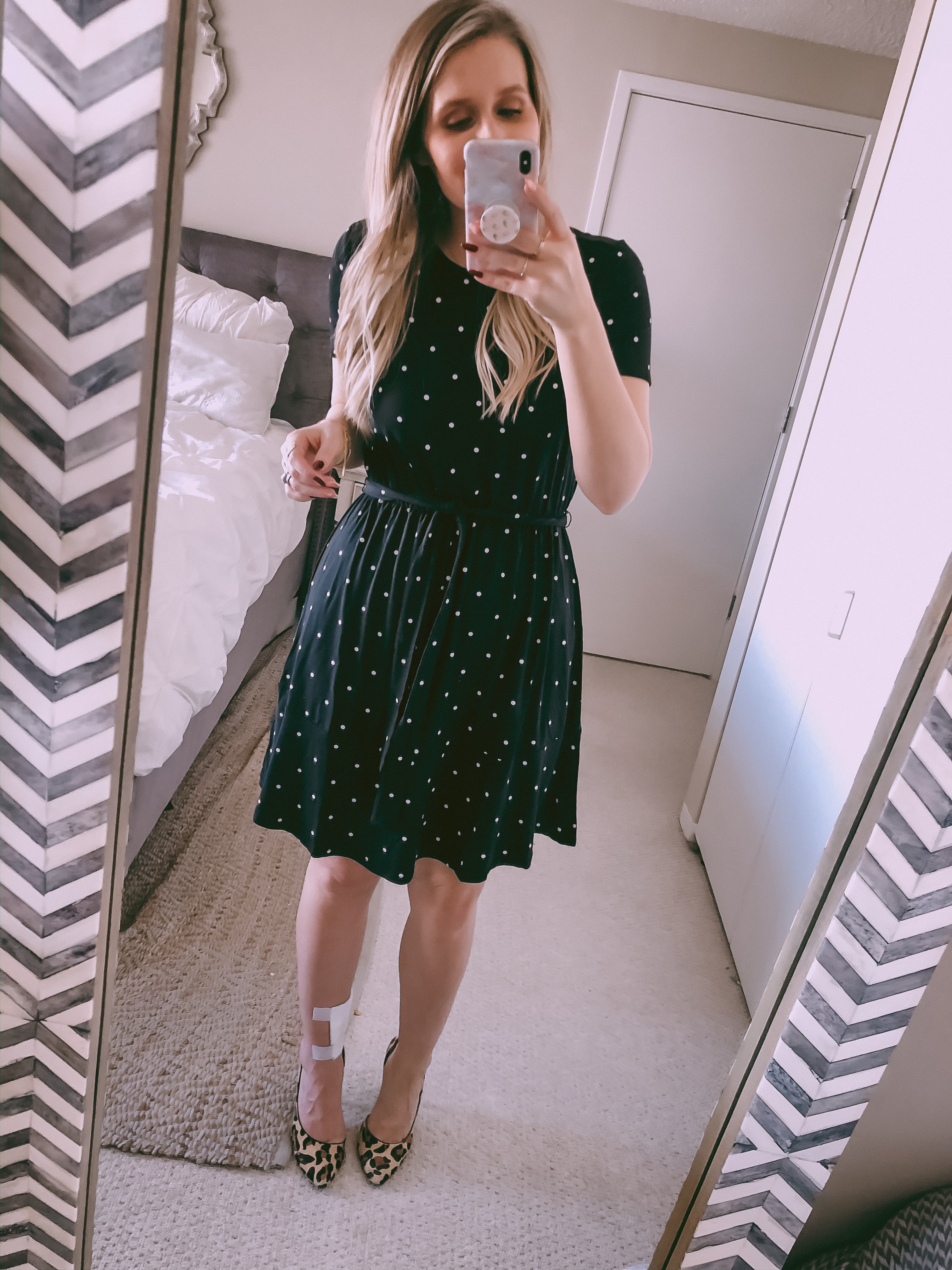 black polka dot dress