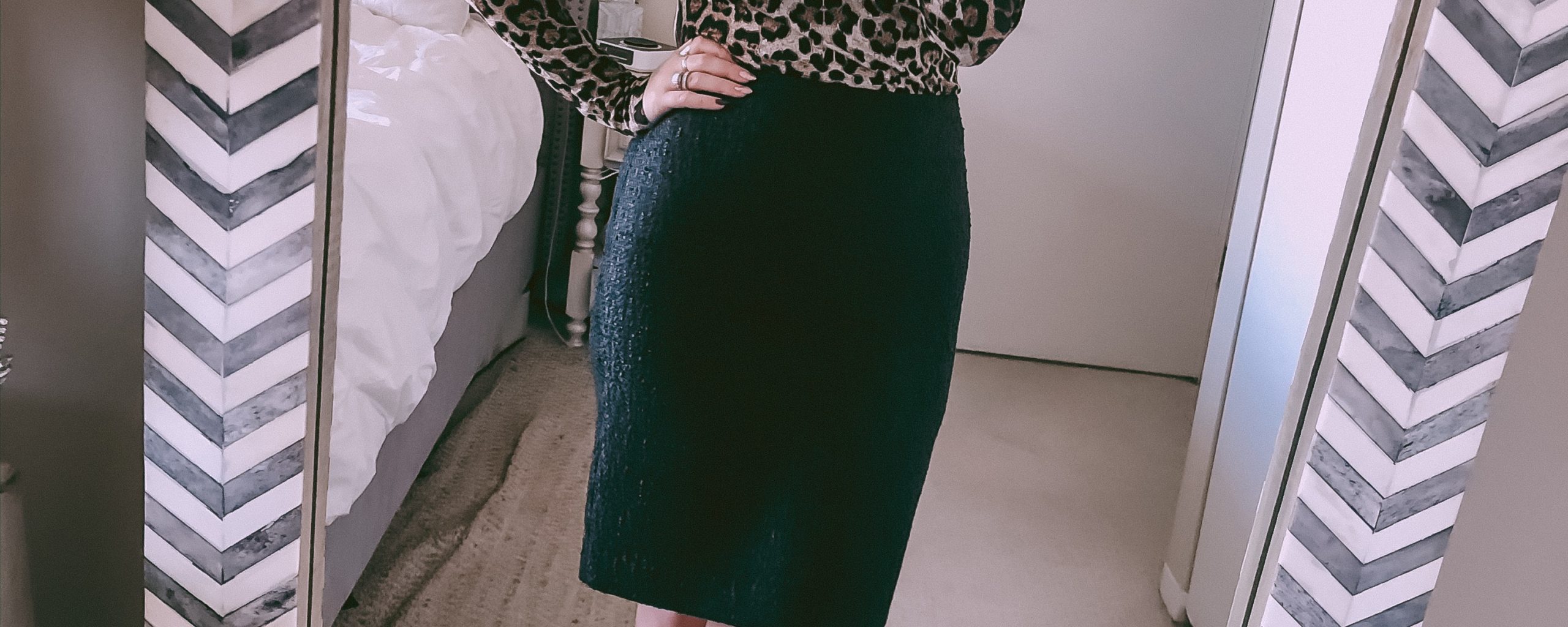 leopard tee and a black pencil skirt for the office outfit ideas
